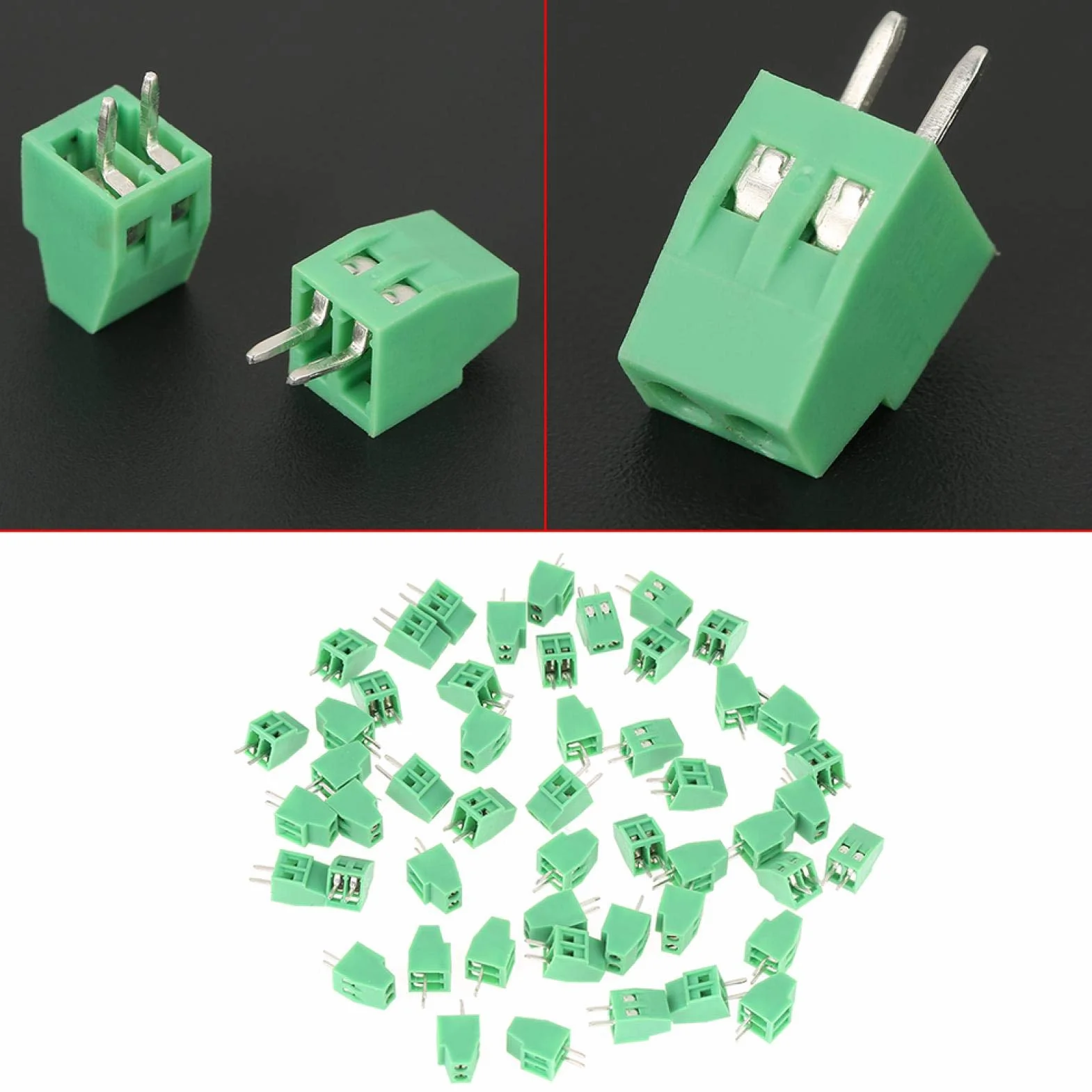 50 sztuk/zestaw złącze listwy zaciskowej 2 pin 2.54mm PCB listwa zaciskowa obwodu uziemienia listwa zaciskowa niskiej częstotliwości złącze śrubowe (zielony)