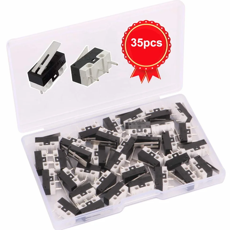 GTIWUNG 35szt Przełącznik Micro SPDT 1NO 1NC 1A 125V AC z długim zawiasem Dźwignia