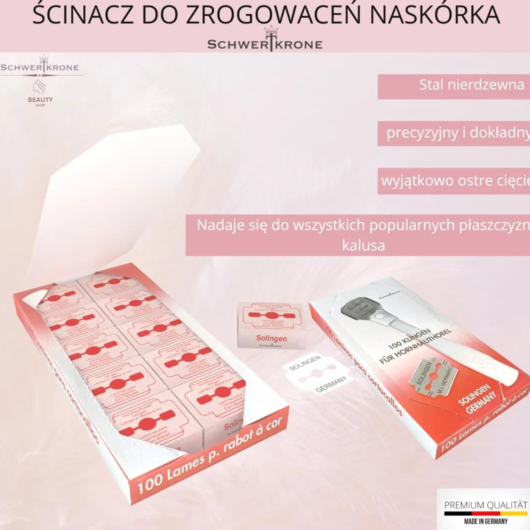 Solingen ostrze do zrogowaciałego naskórka, nierdzewne, 100 sztuk