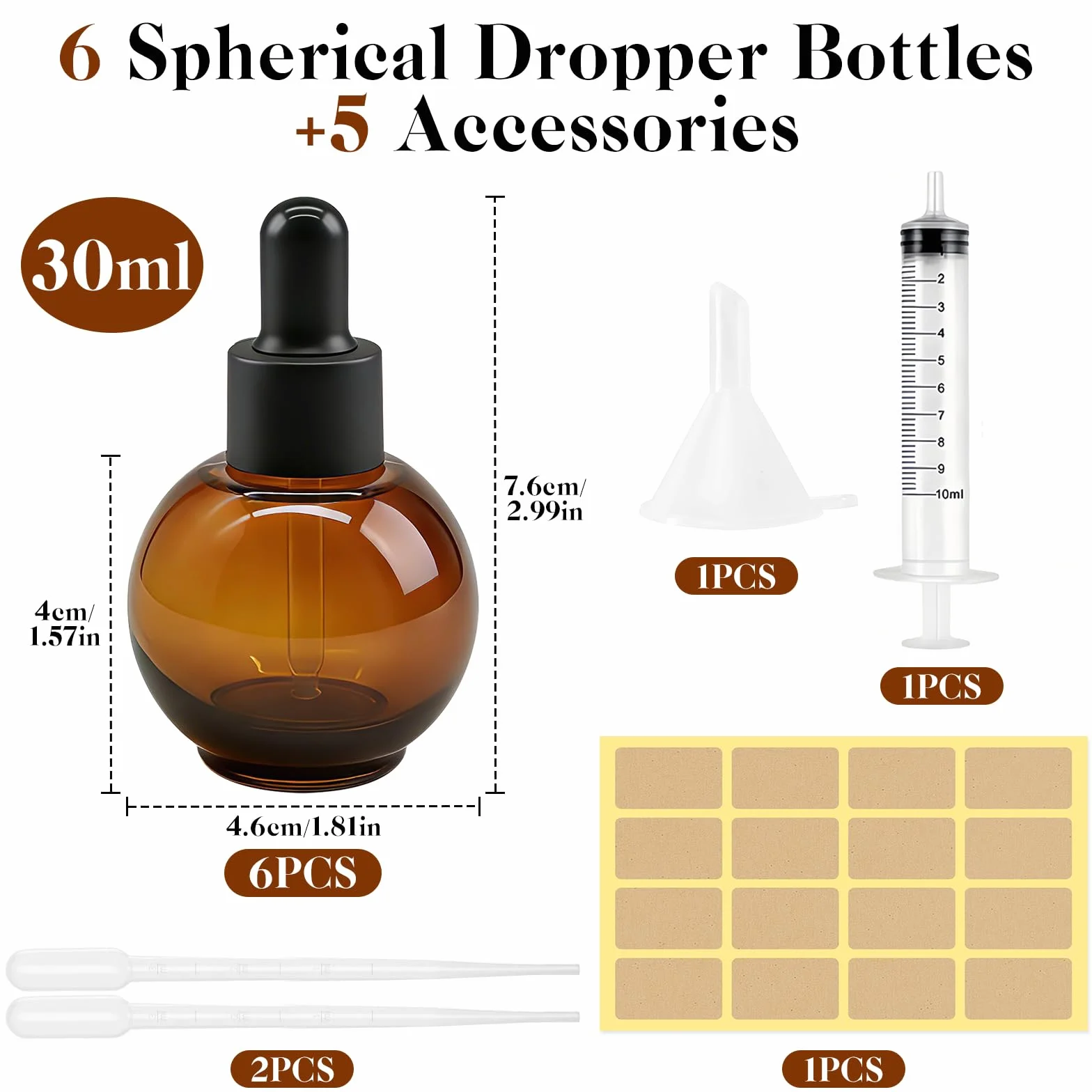 6 sztuk butelka z pipetą szklana butelka 30 ml
