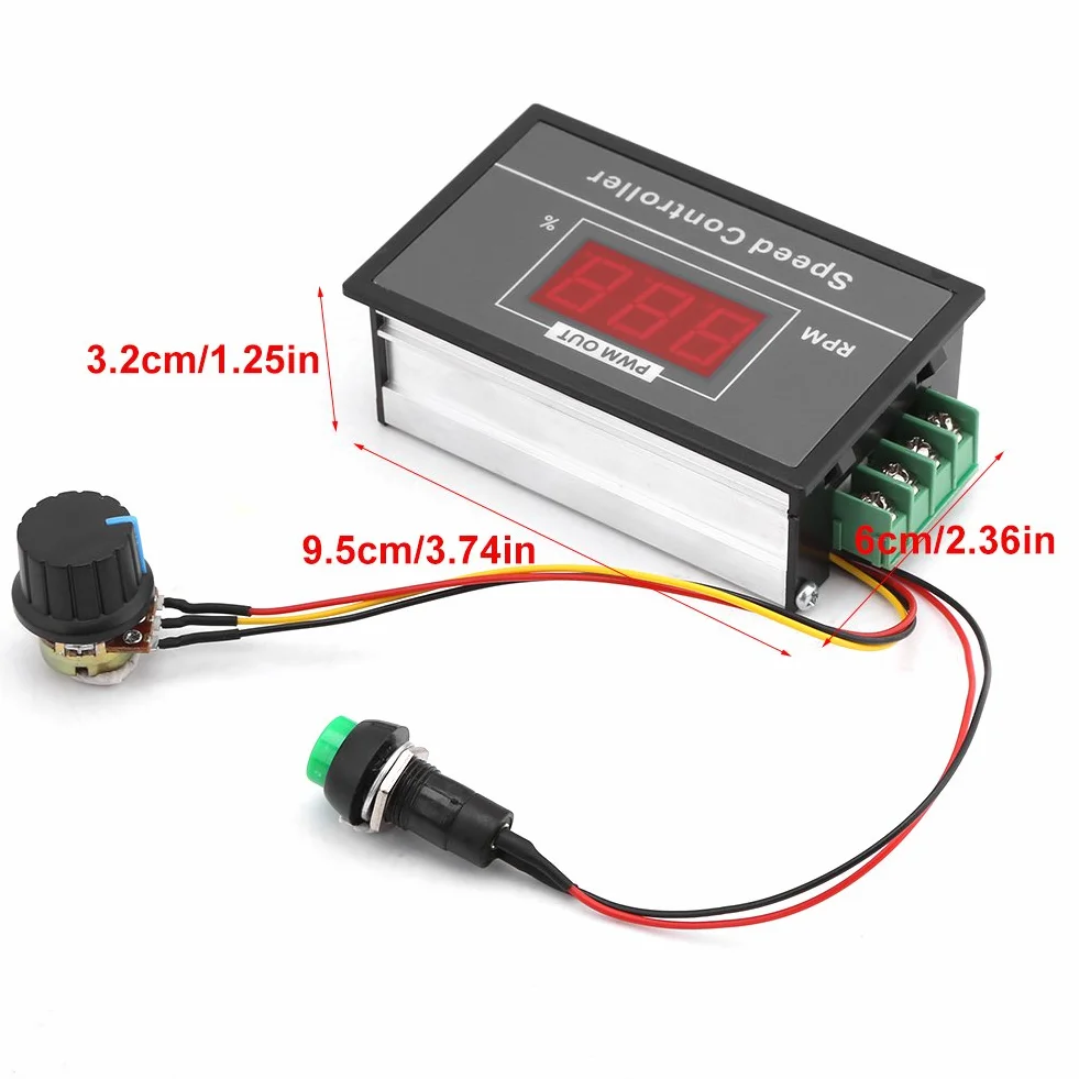 DC 6-60V 12V 24V 36V 48V 30A PWM DC Motor Speed Controller (PWM) Speed Adjustable Stepless Governor Regulator, Motor Speed Controller with Start Stop Switch