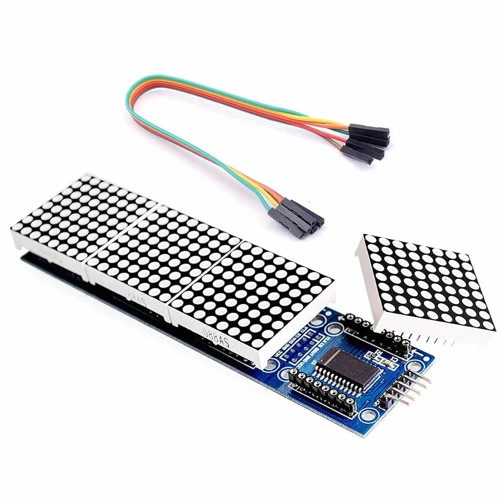 Hailege 2 szt. 8x8 Dot Matrix LED Module Four in One Dot Matrix Display for Arduino MicroController with Dupont Wire
