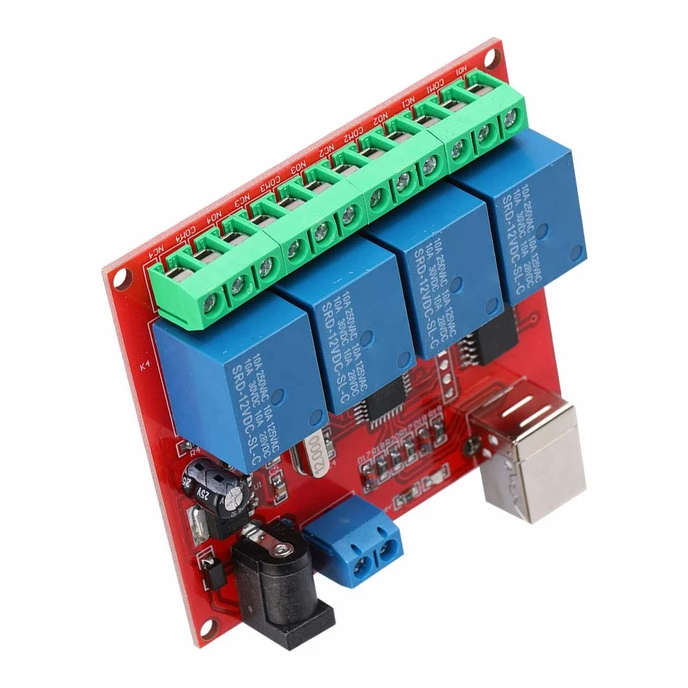 Moduł Przekaźnika 12 V, 4-Kanałowy DC Komputer USB Inteligentny Przełącznik Kontrolera, Duża Moc PC Płytka Rozszerzająca USB