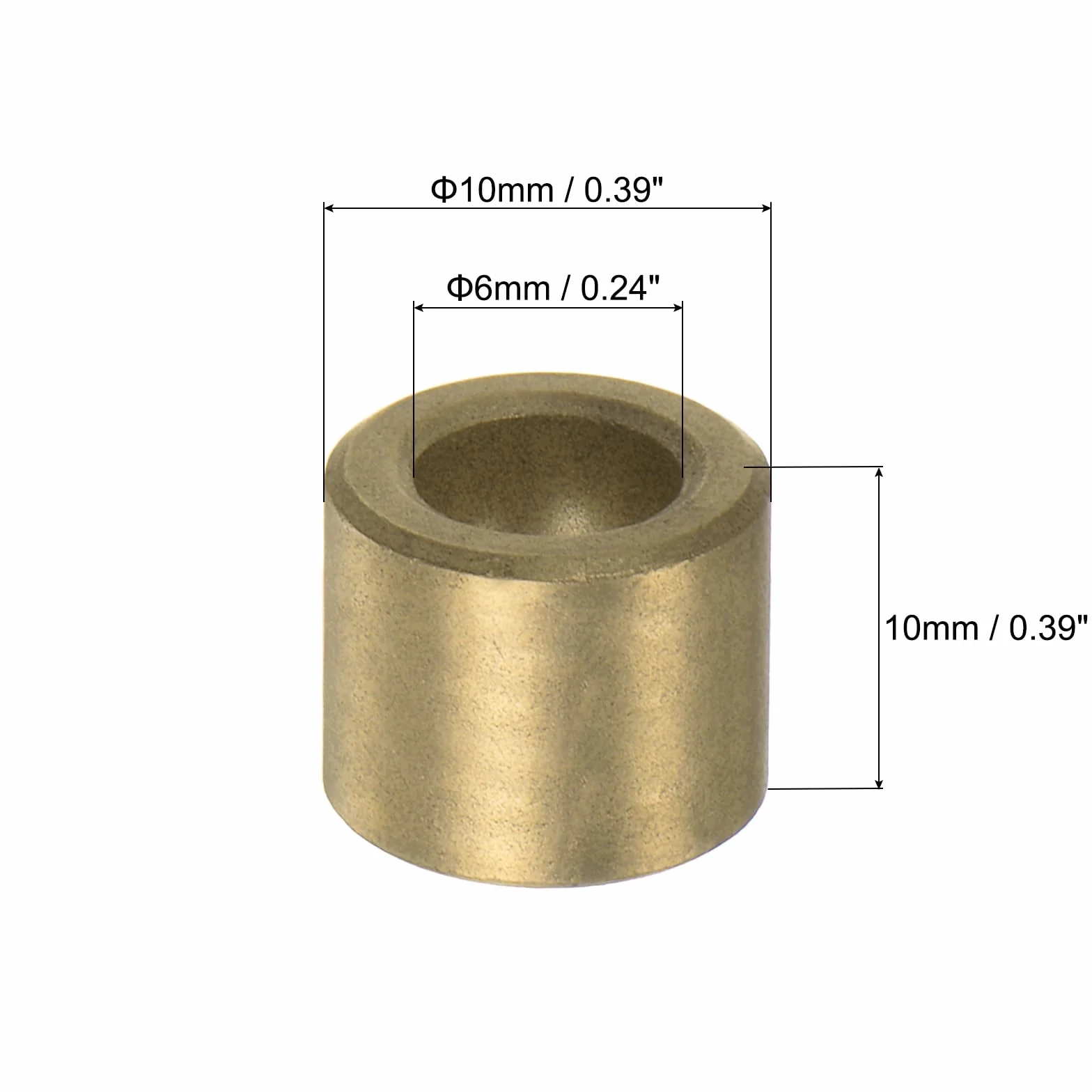 QUARKZMAN 12 szt. Łożyska tulejowe (proste) 6 mm otwór x 10 mm średnica zewnętrzna x 10 mm długość, samosmarujące spiekane brązowe tuleje