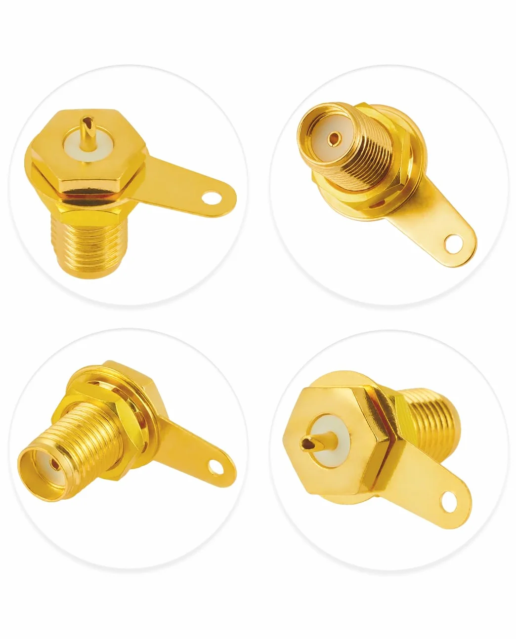 Vecys 10 Sztuk Złącza SMA Żeńskie Złącze SMA Coaxial Panel Mount Connector z Nakrętką Przelotową i Zaciskiem Lutowanym