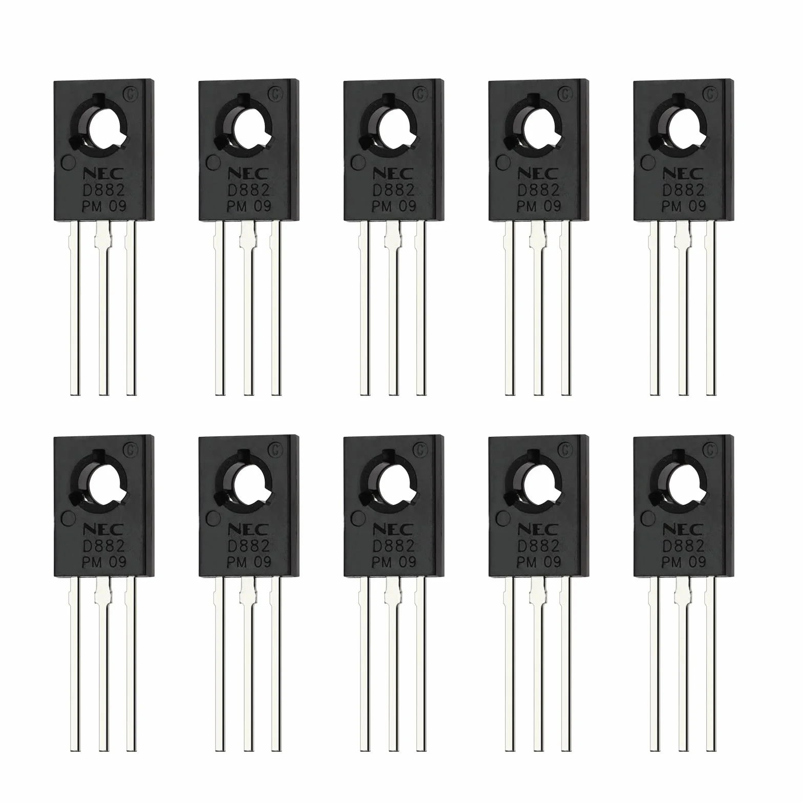 10 szt. tranzystora NPN silikonowy moc ogólnego przeznaczenia 3-pinowy tranzystor NEC TO-126 produkty półprzewodnikowe 2SD882 40 V 3 A 1,0 W do radia audio