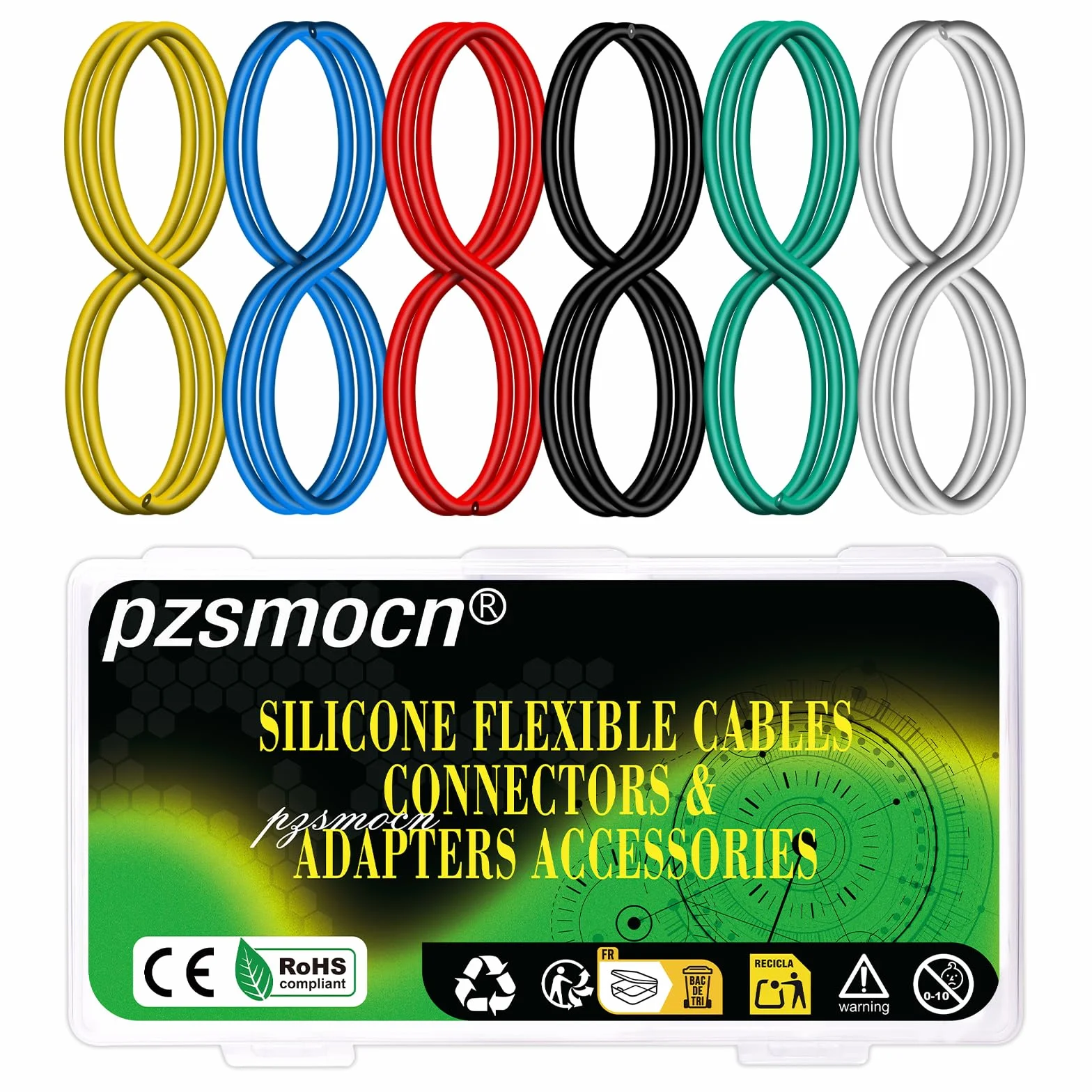 Przewód silikonowy pleciony 20 AWG 0,5 mm² 15 m zestaw 6 kolorów cynkowana miedź 200°C