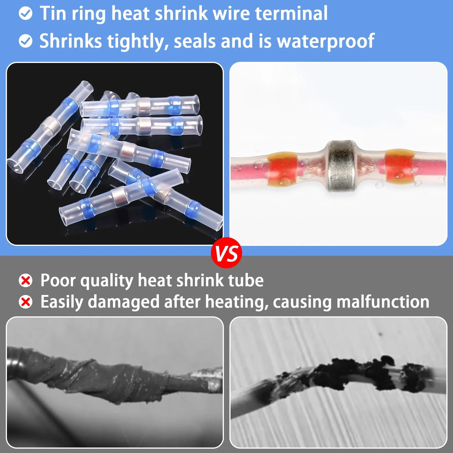 Łączniki lutownicze, termokurczliwe, wodoodporne, 4 rodzaje złączy zaciskowych, wodoszczelne, 10-26 AWG, łączniki kablowe, wodoodporne, łączniki stykowe do motoryzacji i przemysłu