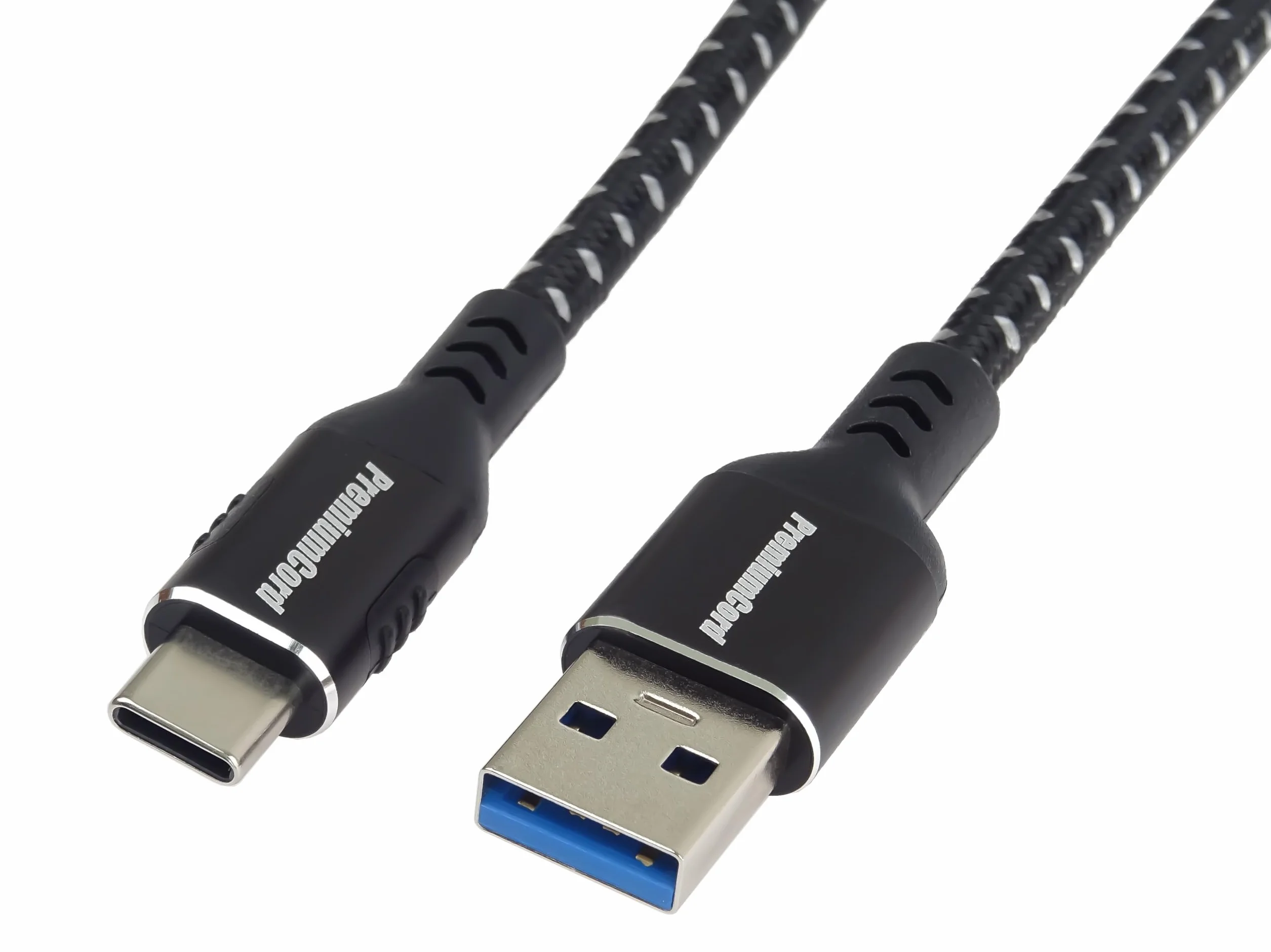 PremiumCord Kabel Połączeniowy USB-C 3.2 Gen 1, Kabel do Transmisji Danych Superspeed ​​do 5 Gbit/s, Ładowanie do 3 A, Moc Wyjściowa 60 W, PD 3.0 / QC 4.0, USB Typu A do Typu C, Czarny, Długość 0,5 m