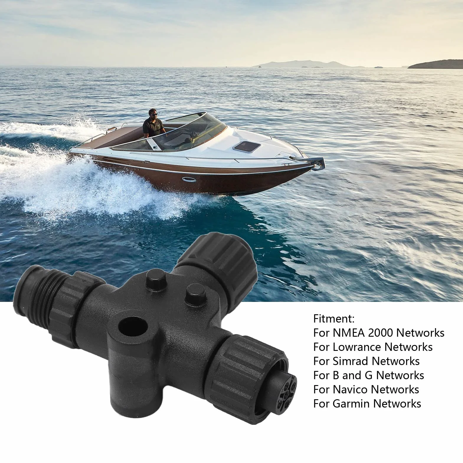 lyrlody Trójnik NMEA 2000, 5-pinowy Gwint M12, Wodoodporny IP67 Wykonany z Metalu ABS, do Sieci Lowrance Simrad B G Navico