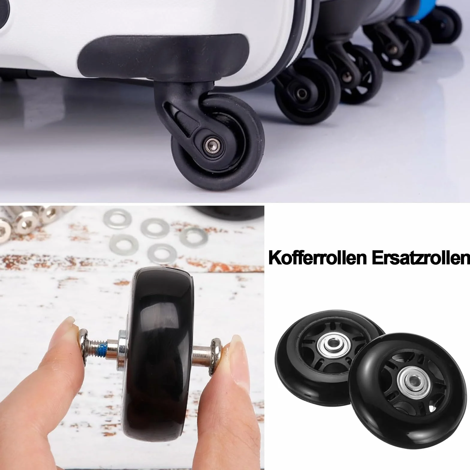 Zapasowe kółka do walizek 68 mm x 24 mm gumowe 4 sztuki