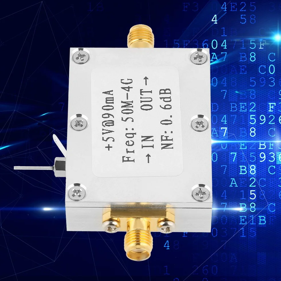 Wzmacniacz o niskim poziomie hałasu, moduł radia Ham wzmacniacz RF z typowym szumem 0,6 dB wzmacniaczem radiowym LNA do 50 M-4 GHz NF=0,6 dB RF FM HF VHF/UHF radio szynowe -110 dBm 1 szt.