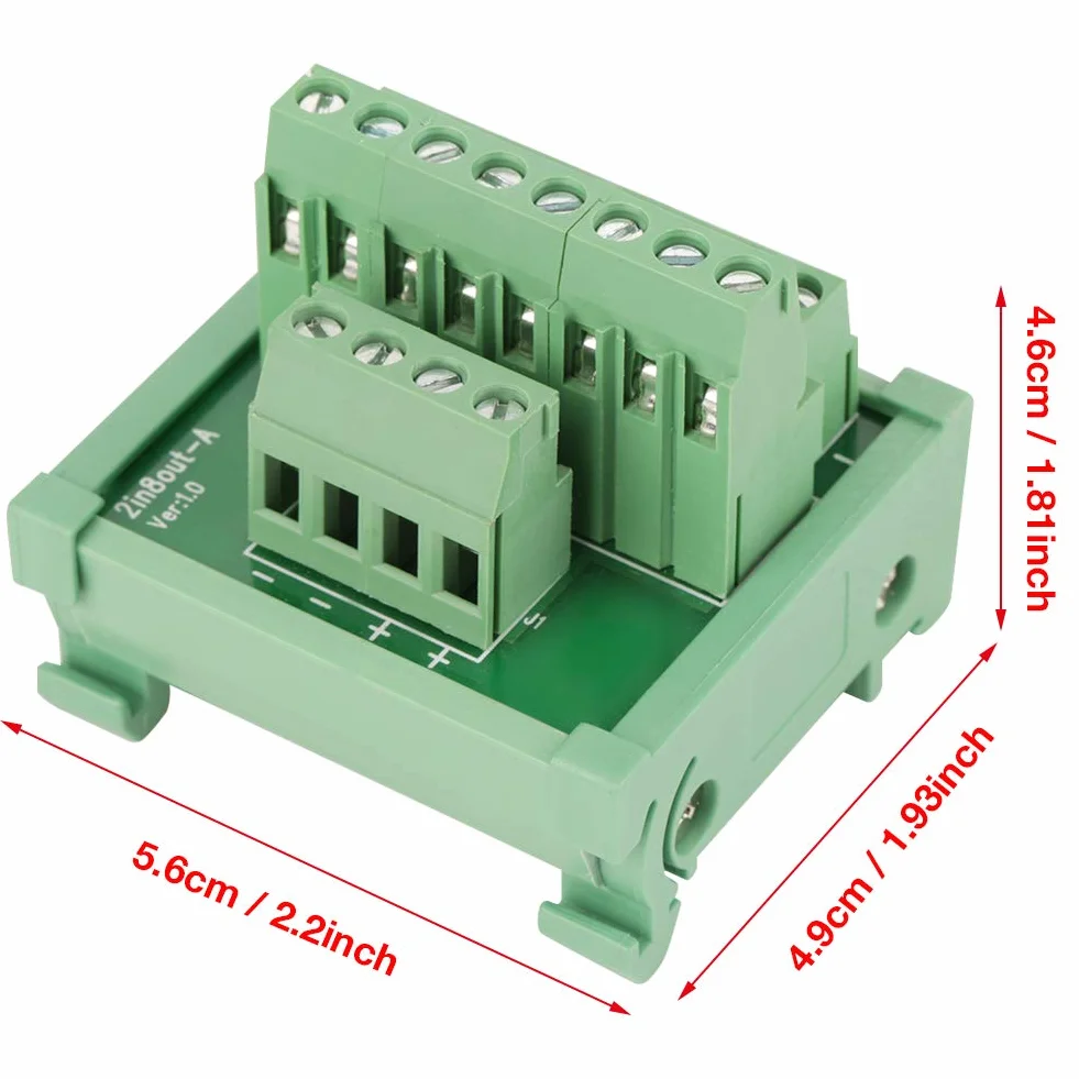 Modulplatine 2-in-8-polige Modul-Breakout-Platine DIN-Schienen- und Schalttafelmontage Power Distribution