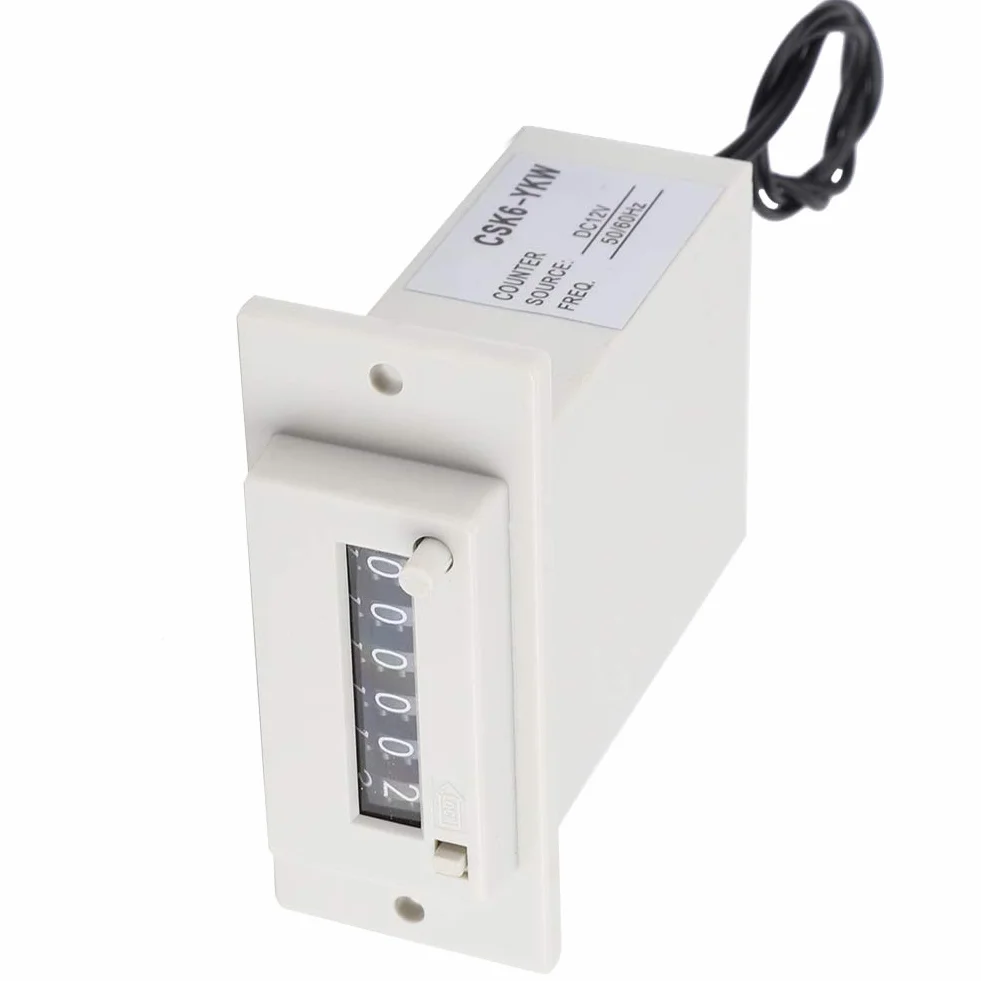Licznik elektromagnetyczny 6 cyfr 0-999999 DC 12V CSK6-YKW