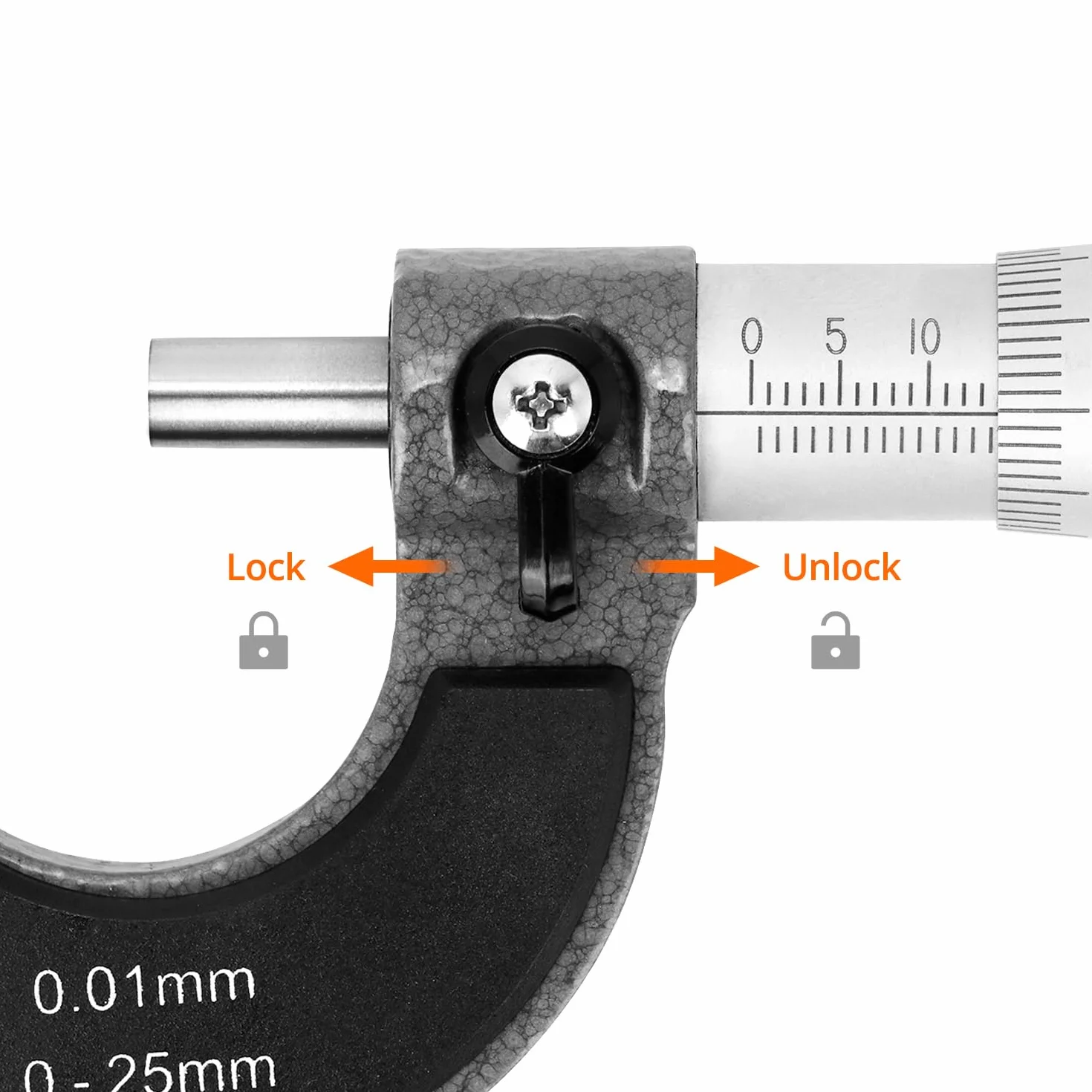 QWORK® Rozmiar śruby zewnętrznej, mikrometr, bardzo dokładny pomiar 0-25 mm, rozdzielczość 0,01 mm