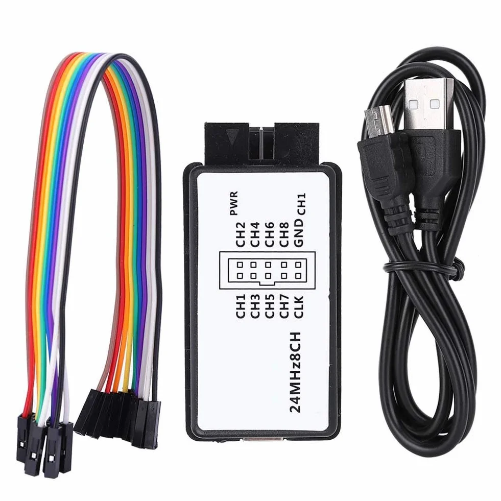 USB Logic Analyzer USB Logic Analyzer zestaw urządzeń Mini Digital Pocket Size 8-kanałowa pamięć wejściowa 24MHz