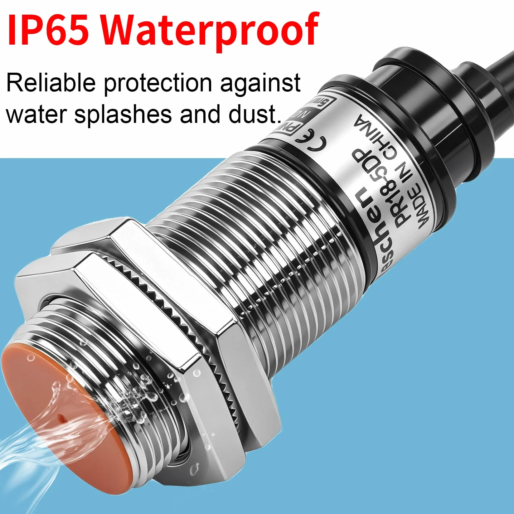 Heschen Indukcyjny czujnik zbliżeniowy PR18-5DP typ cylindryczny, czujnik 5 mm, okrągły M18, 12-24 VDC 3-przewodowy, ekranowany, PNP, NO(normalnie otwarty) CE