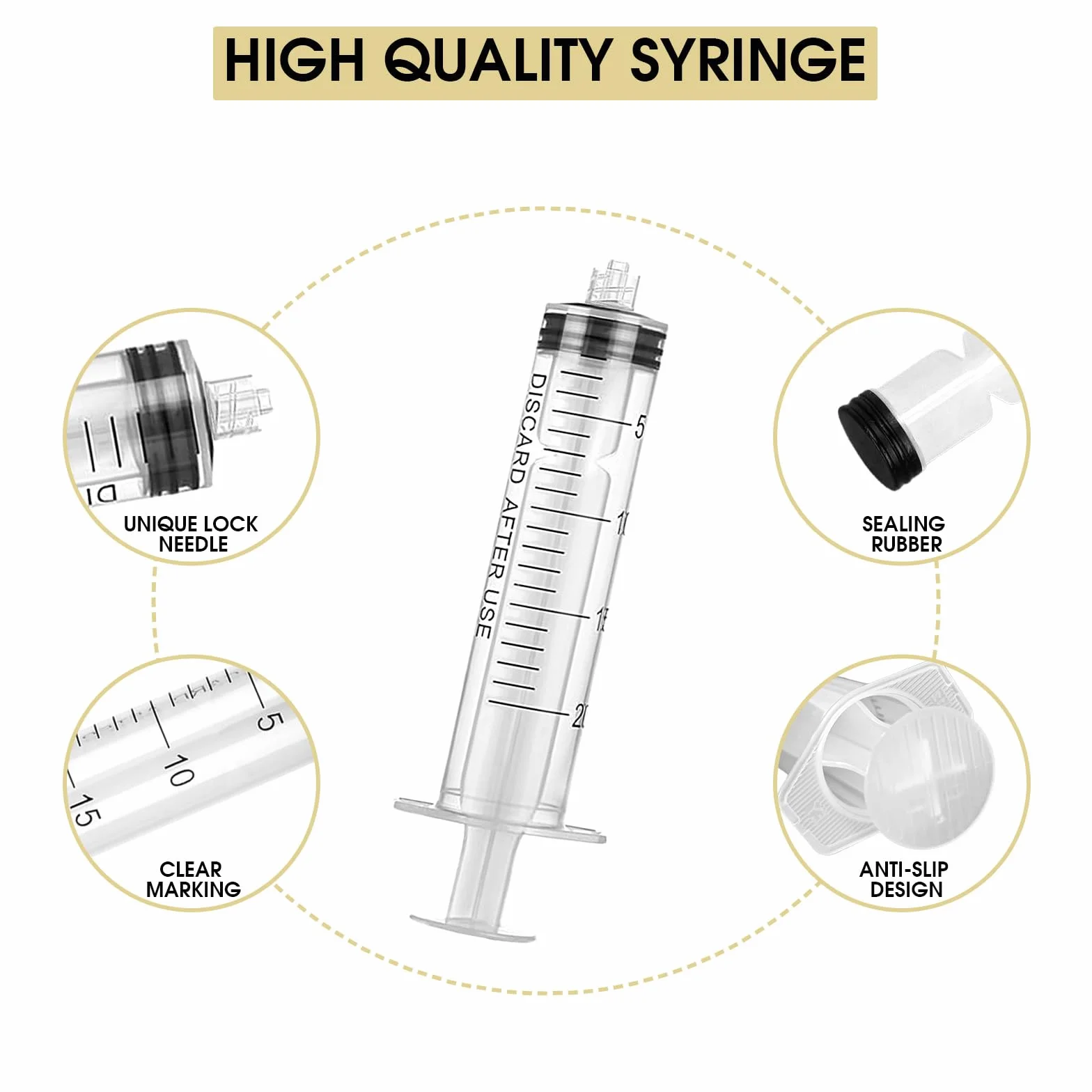 Zestaw 12 plastikowych strzykawek 20 ml z tępą igłą do cieczy