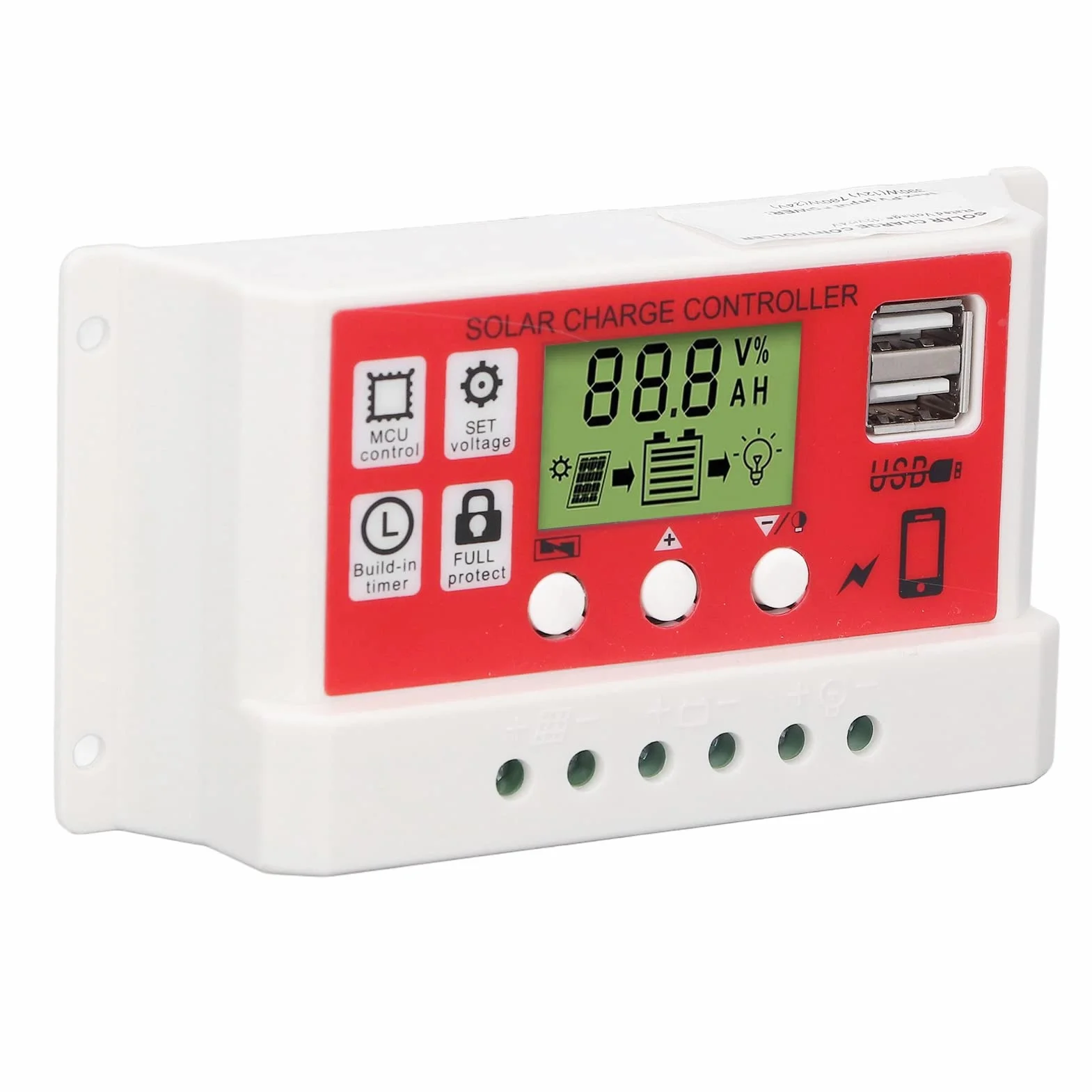 Inteligentny Regulator ładowania słonecznego USB 30A z wyświetlaczem LCD do baterii panelu słonecznego