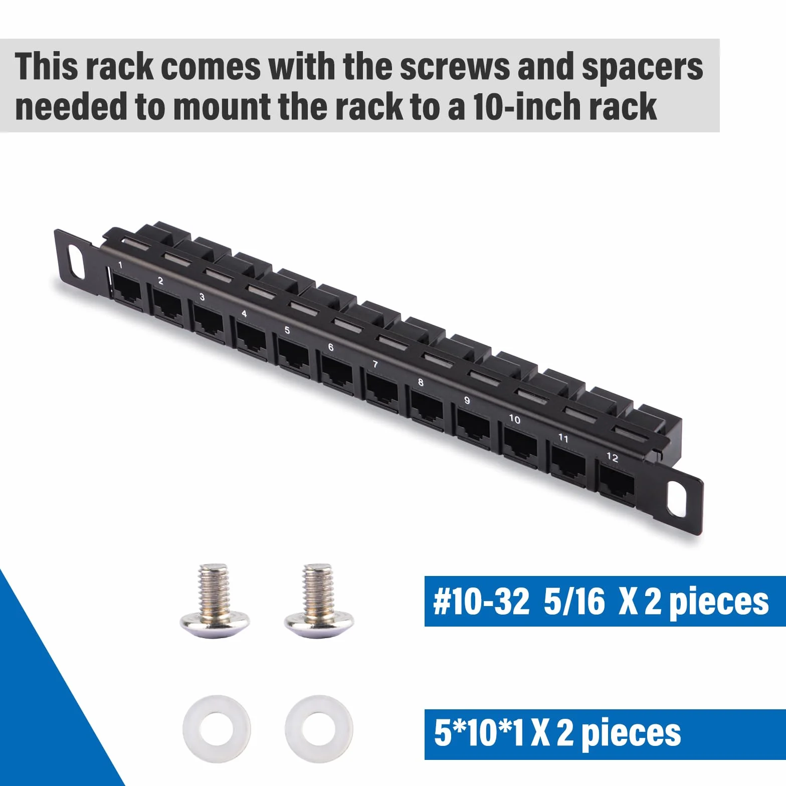 GeeekPi 12-portowy panel krosowy, 0,5U CAT6 Network Patch Panel do DeskPi RackMate T1/T0/T2 Rackmount i 10-calowego serwera Rack/szafy sieciowej