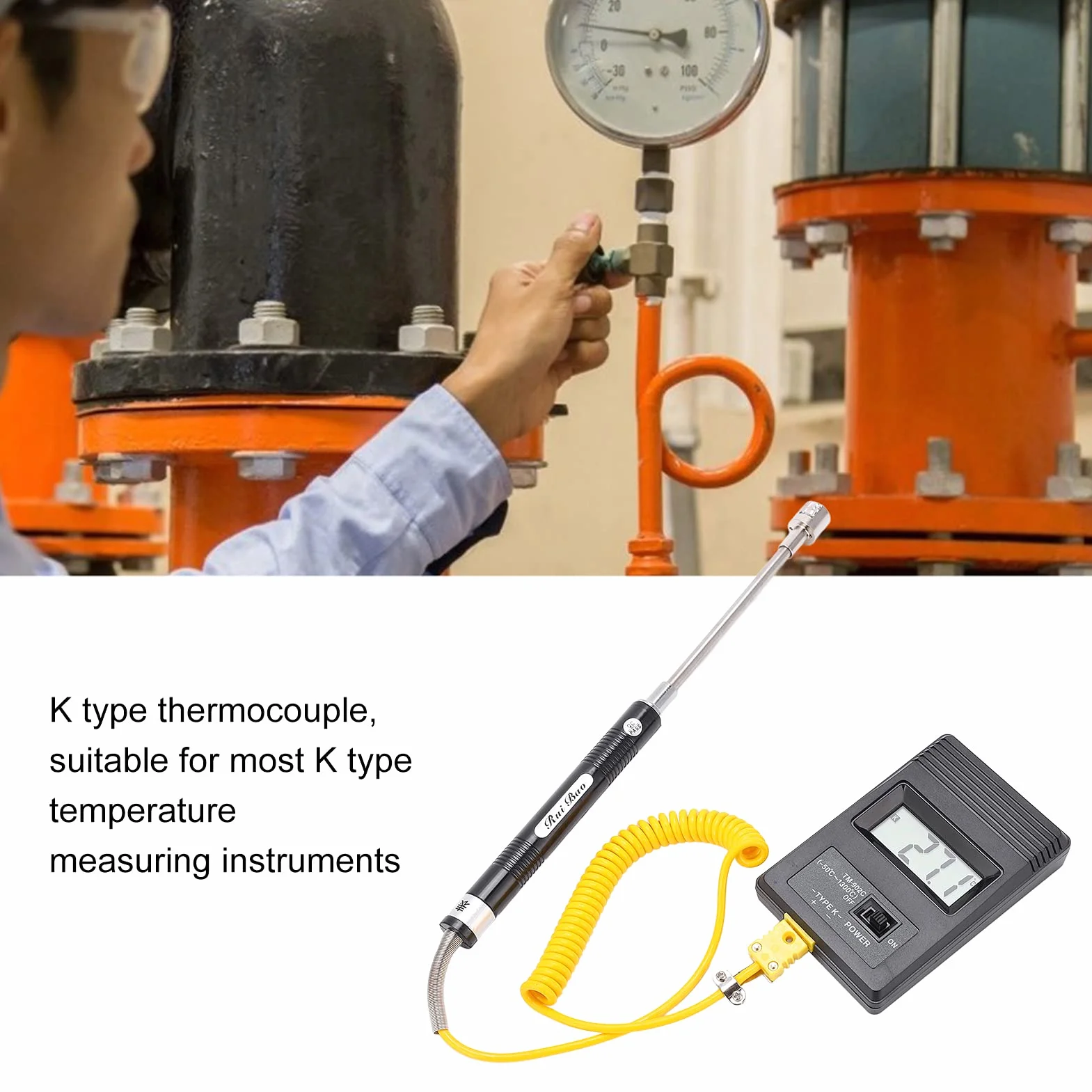 Termoelement typu K, Tm-902c -50 ~ 500℃, cyfrowy termometr do przemysłu, termoelement, czujnik temperatury, miernik temperatury, ze standardową wtyczką K