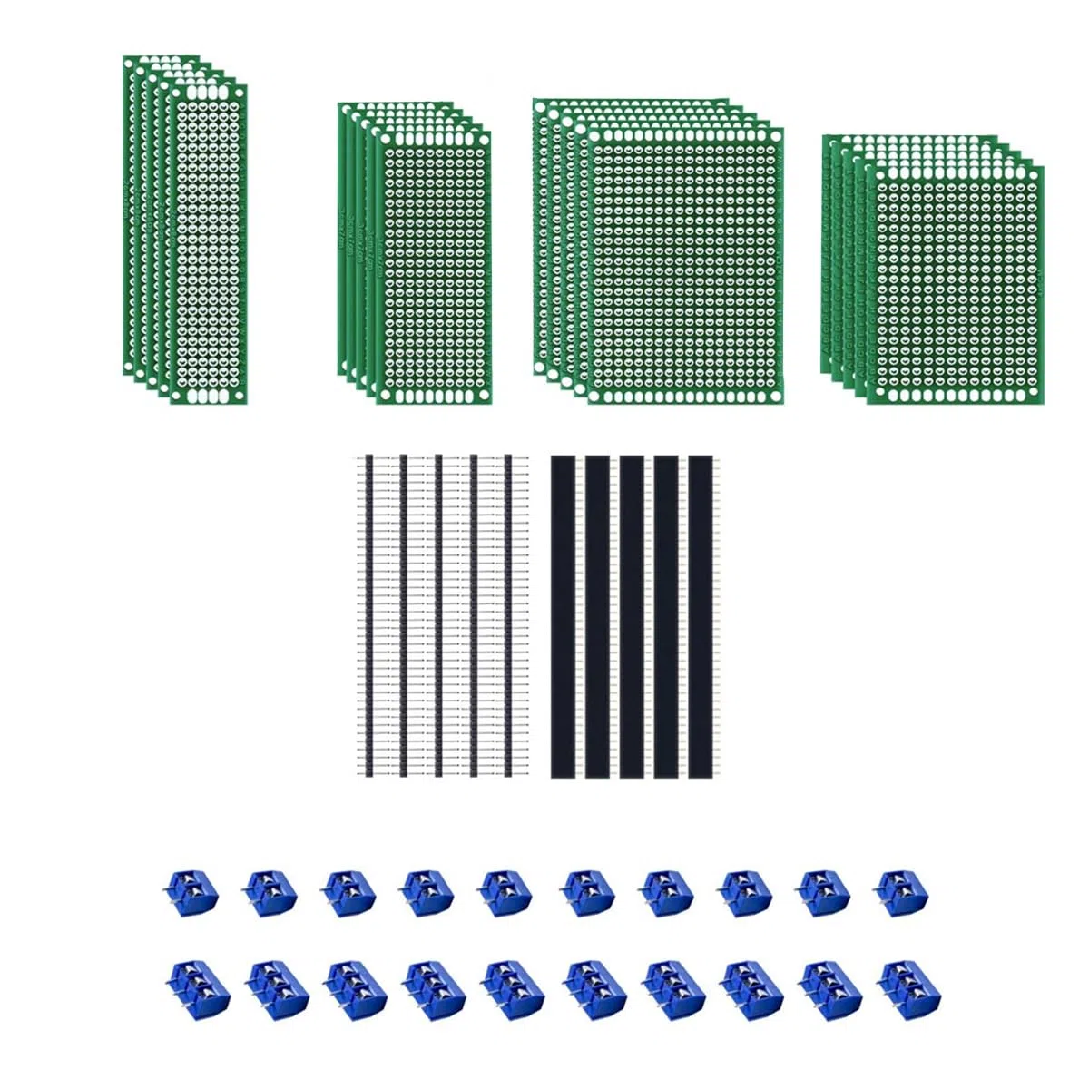 MMOBIEL 60 PCB Otwór Siatka Prototypowa płytka Prototypowa z zaciskami śrubowymi 2/3 PINS MĘŻCZYZN/KOBIETOWY ZESTAW KOMOWANY ZESTAW Kompatybilny z zestawami Arduino i projektami elektronicznymi DIY