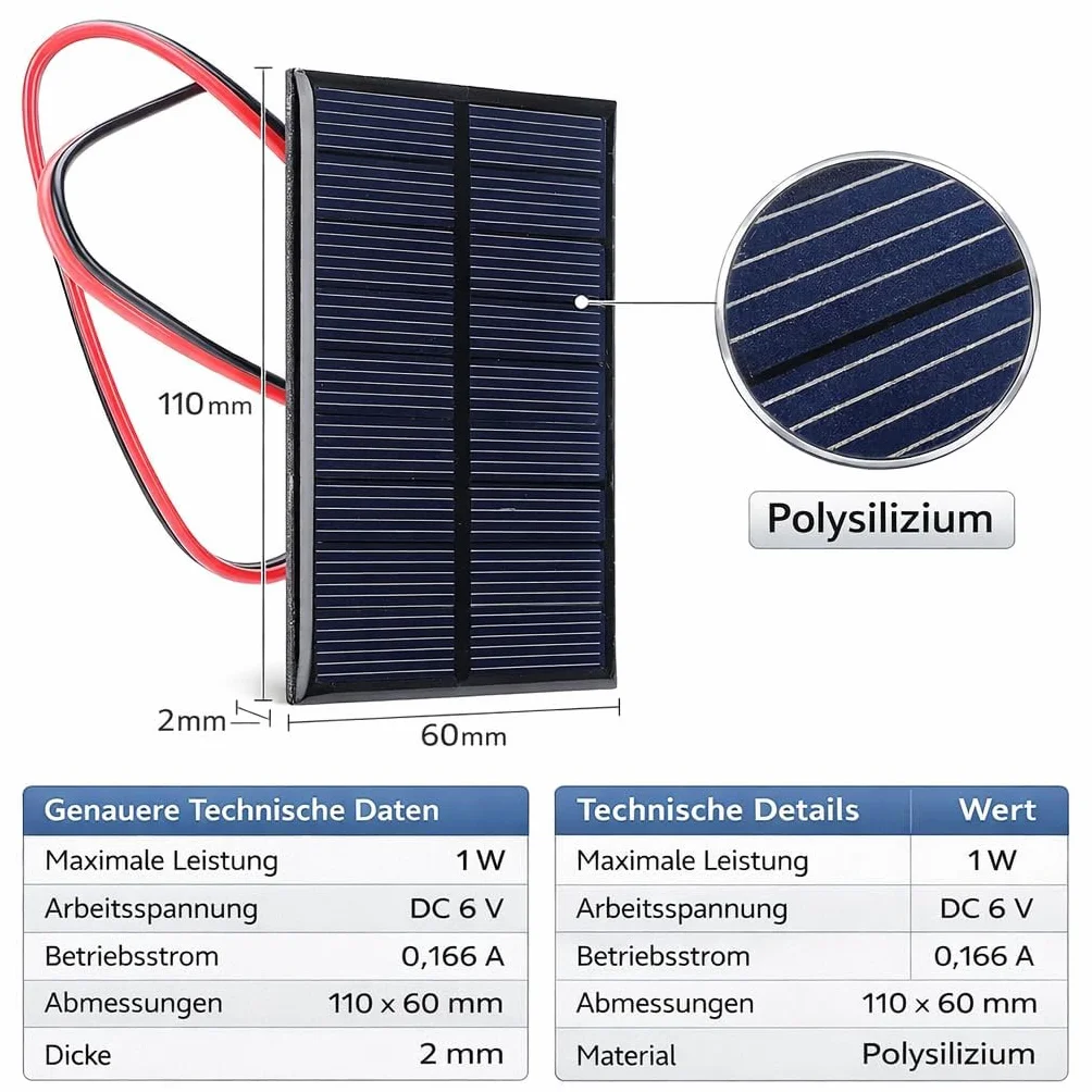 3 sztuki 1 W DC moduł solarny 6 V ogniwo słoneczne z polikrzemu Mini panel solarny, ładowarka solarna zewnętrzna Mini instalacja solarna z modułami z 30 cm kablem, ogniwo słoneczne 6 V panel solarny