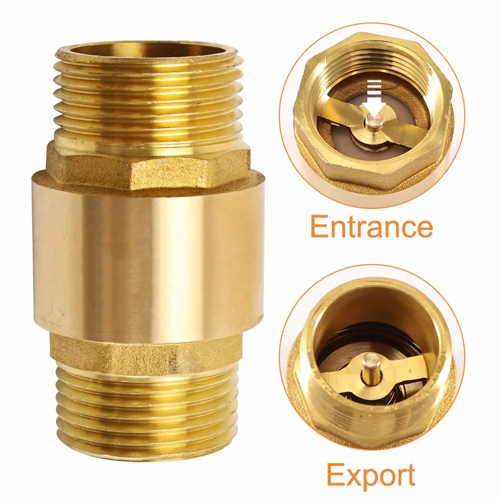 Mosiężny zawór zwrotny 1/2", zawór zwrotny 1/2 cala AG do AG, zawór zwrotny 1/2", zawór zwrotny do podgrzewacza wody, nierdzewny, wodoszczelny