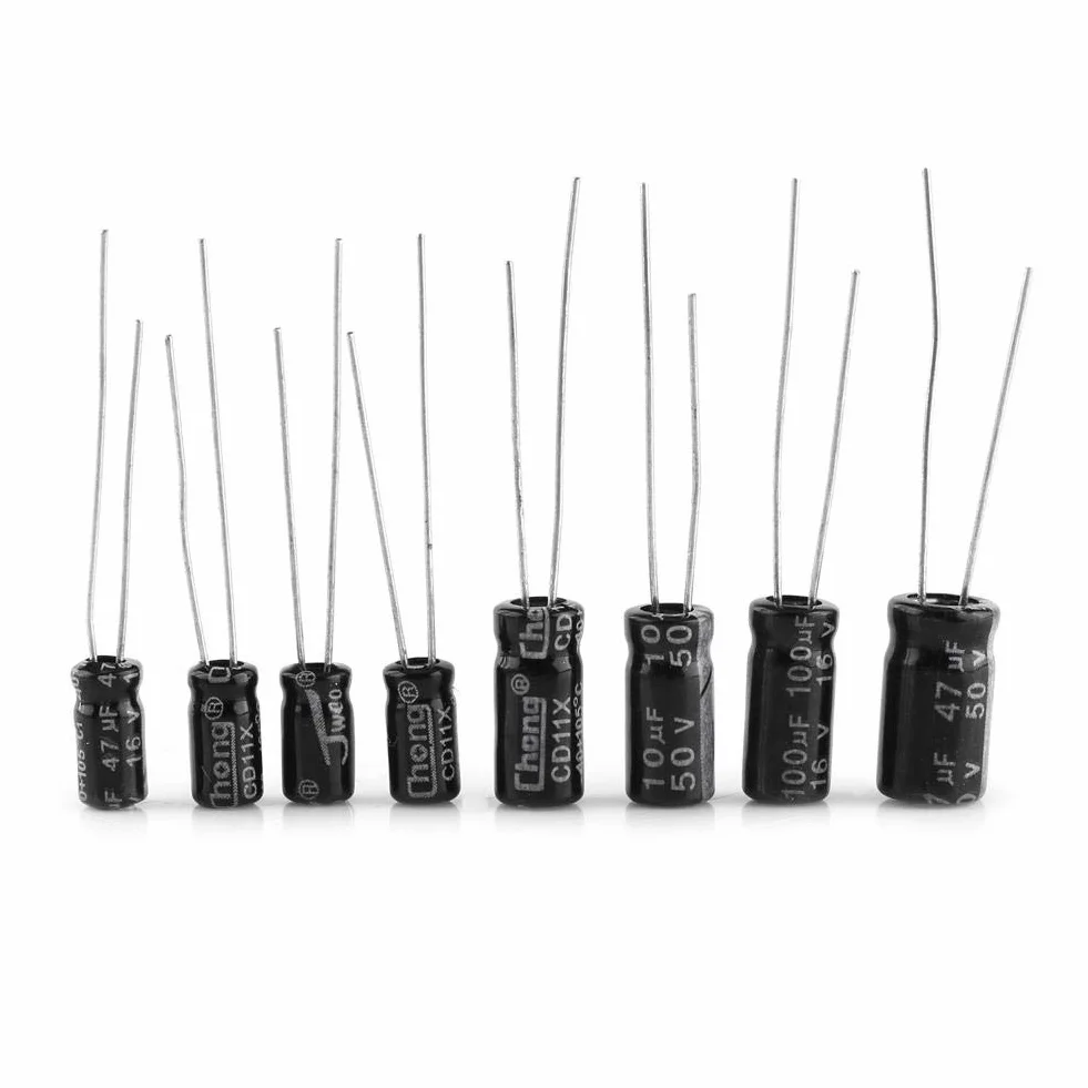 Kondensator Elektrolytkondensator 500 stycken 24 värden 10V-50V 0.1UF-1000UF aluminium sortiment lådesats