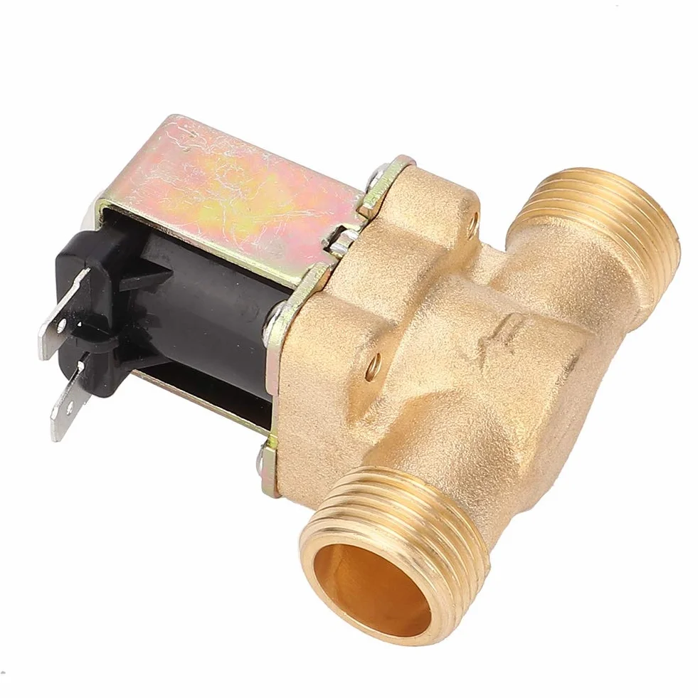 Elektrozawór DC, zawór elektromagnetyczny 12 V / 24 V Zawór mosiężny normalnie otwarty Przyłącze gwintowane G1 / 2 "Włącznik dopływu wody (12 V DC)