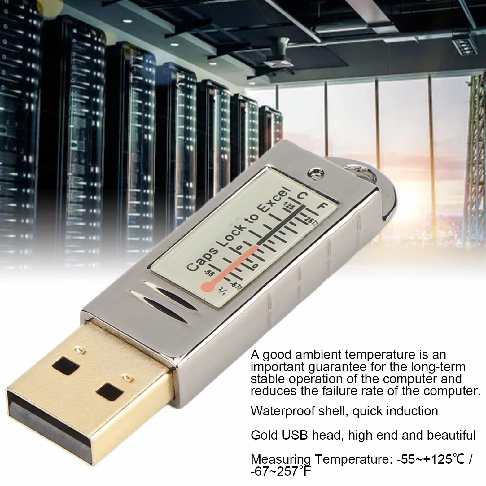 Termometr USB Wodoodporny Rejestrator Temperatury -67~257℉ Alarm Górnego Dolnego Limitu