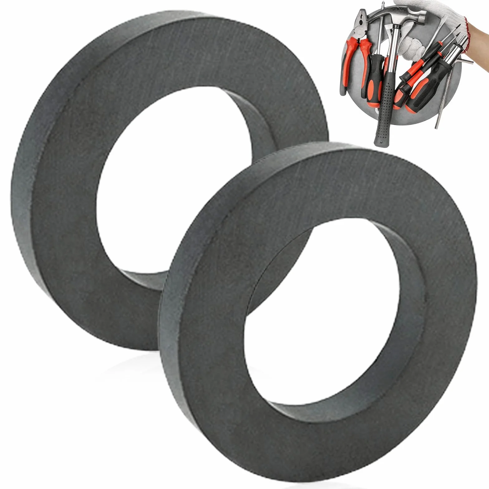 2 sztuki magnesów pierścieniowych, Ø 70 mm x 32 mm x 15 mm, ferrytowy magnes pierścieniowy z otworem, pierścień magnetyczny, wytrzymały magnes pierścieniowy, krążek z otworem do przemysłu