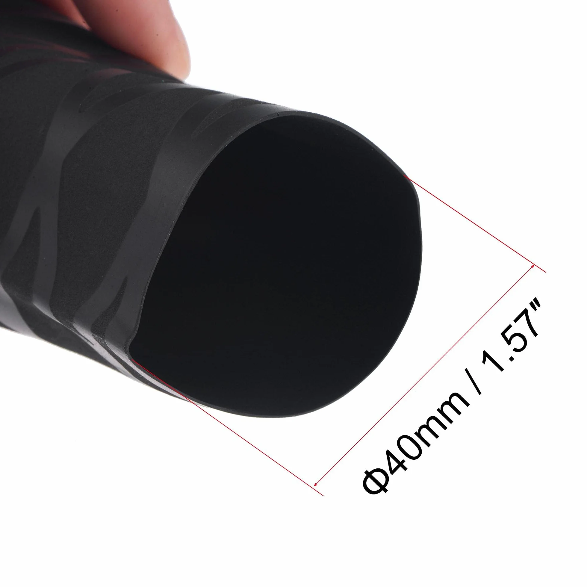 sourcing map Rurka termokurczliwa do uchwytu wędki 40mm Średnica 65mm Płaski 1,6ft 2:1 Stosunek czarny