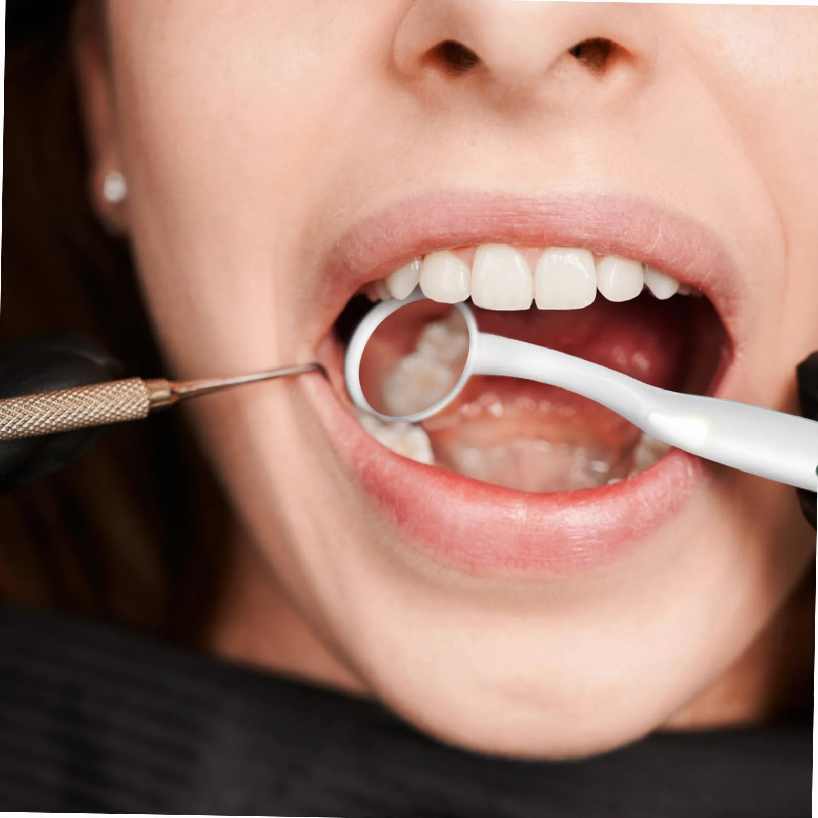 Lusterko Dentystyczne z Jasnym Światłem LED Do Inspekcji Zębów Zielone Narzędzie Stomatologiczne Do Pielęgnacji Ustnej dla Rodziców i Dentystów