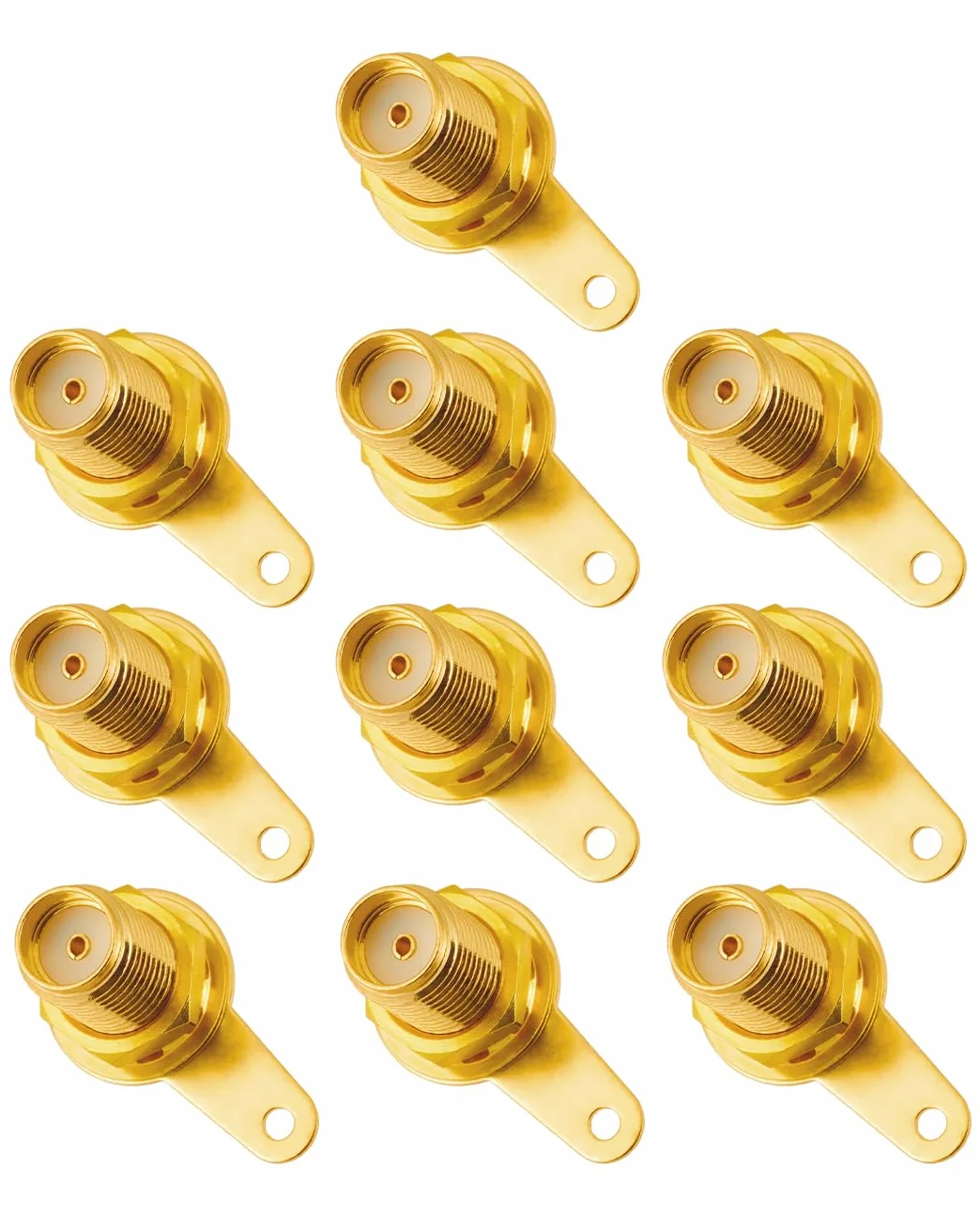 Vecys 10 Sztuk Złącza SMA Żeńskie Złącze SMA Coaxial Panel Mount Connector z Nakrętką Przelotową i Zaciskiem Lutowanym