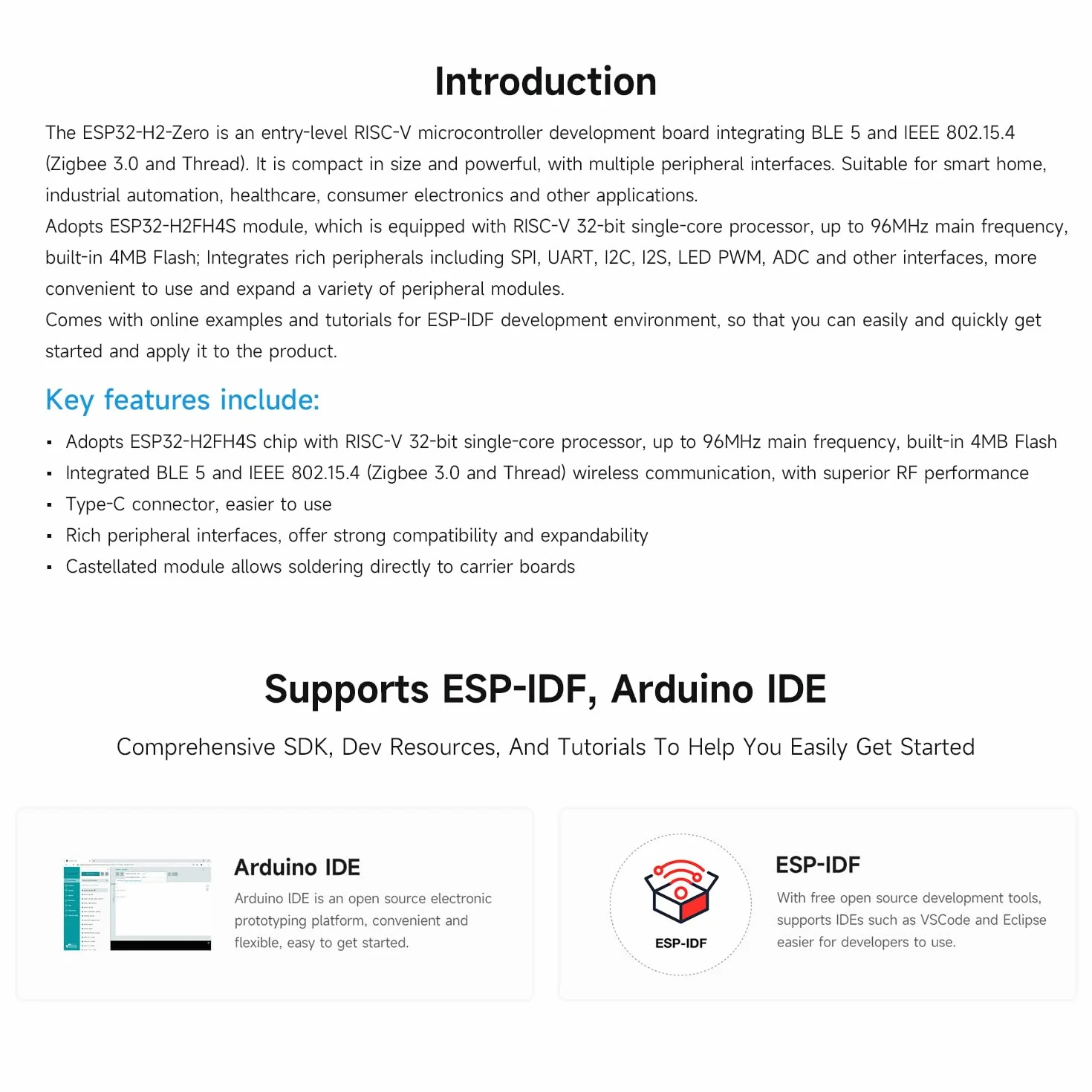 Waveshare ESP32-H2 Mini Development Board with ESP32-H2FH4S, 96MHz Processor, 4MB Flash, Support BLE/Zigbee/Thread Wireless Communication, with Pre-soldered Headers