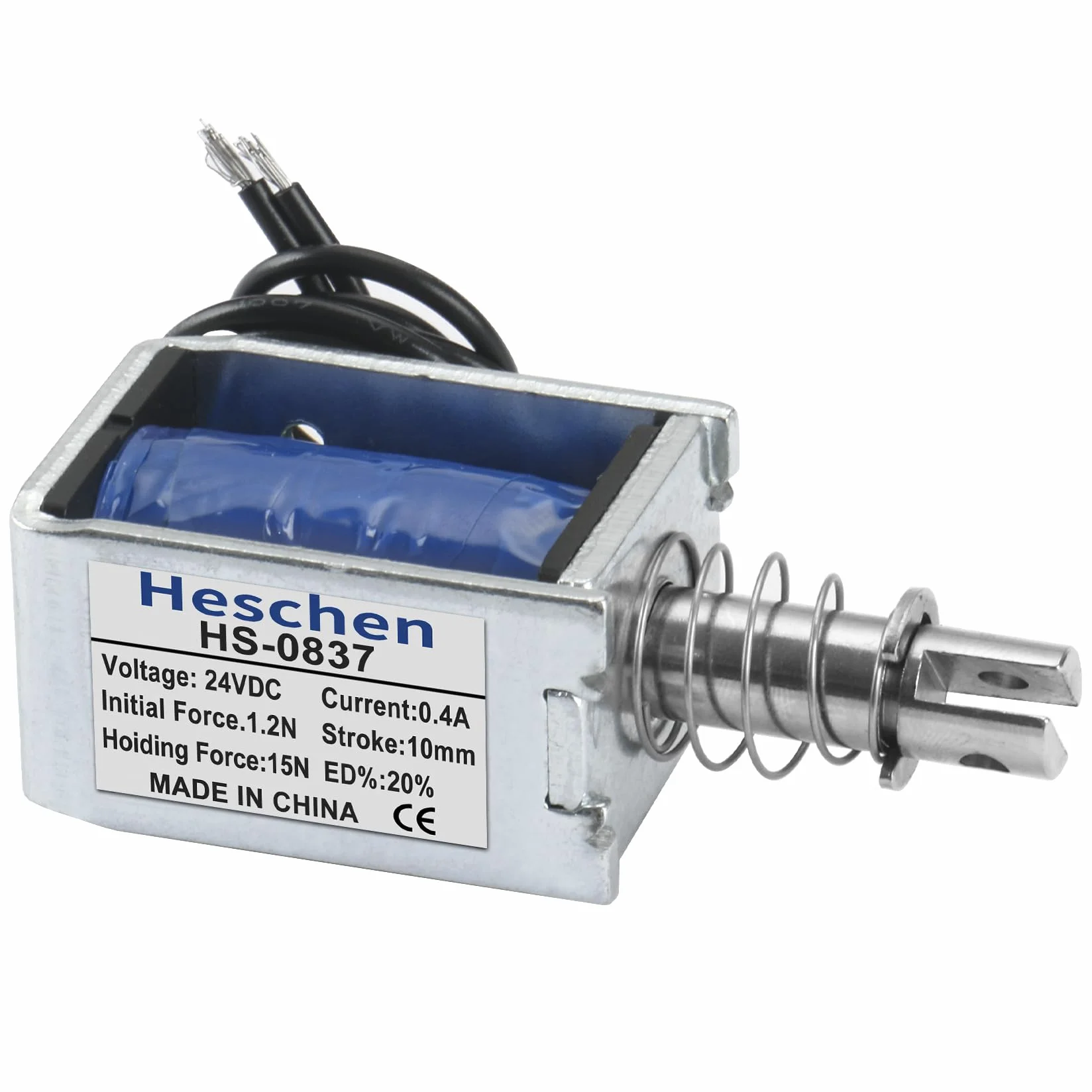Hechen elektromagnes elektromagnetyczny HS-0837 DC24V 19N 4LB 10mm suwowy typ pociągnięcia otwarta rama