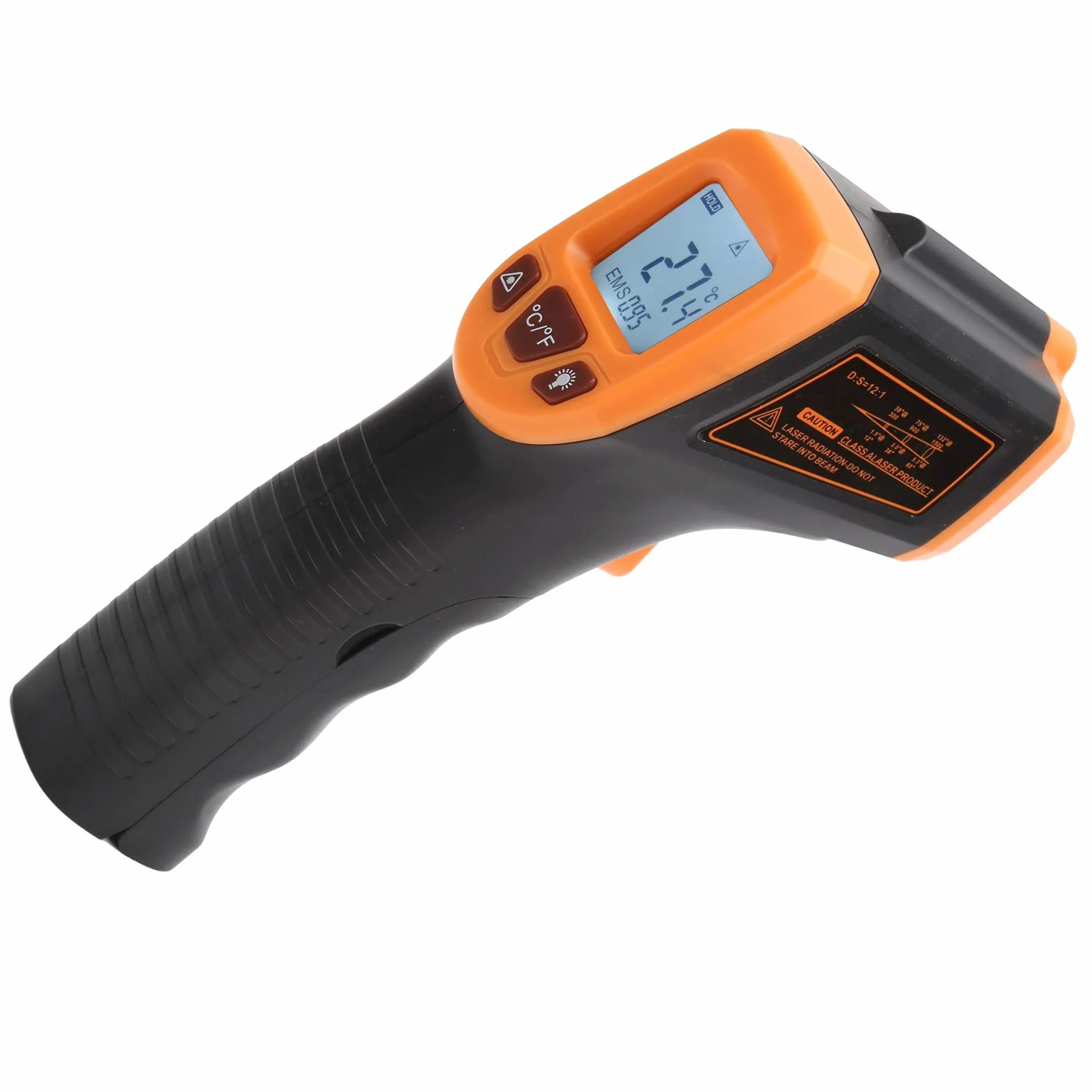 Pistolet do pomiaru temperatury YWBL-WH, termometr na podczerwień, z wyświetlaczem LCD Bezdotykowy termometr przemysłowy GM320S (pomarańczowy), termometr na podczerwień i