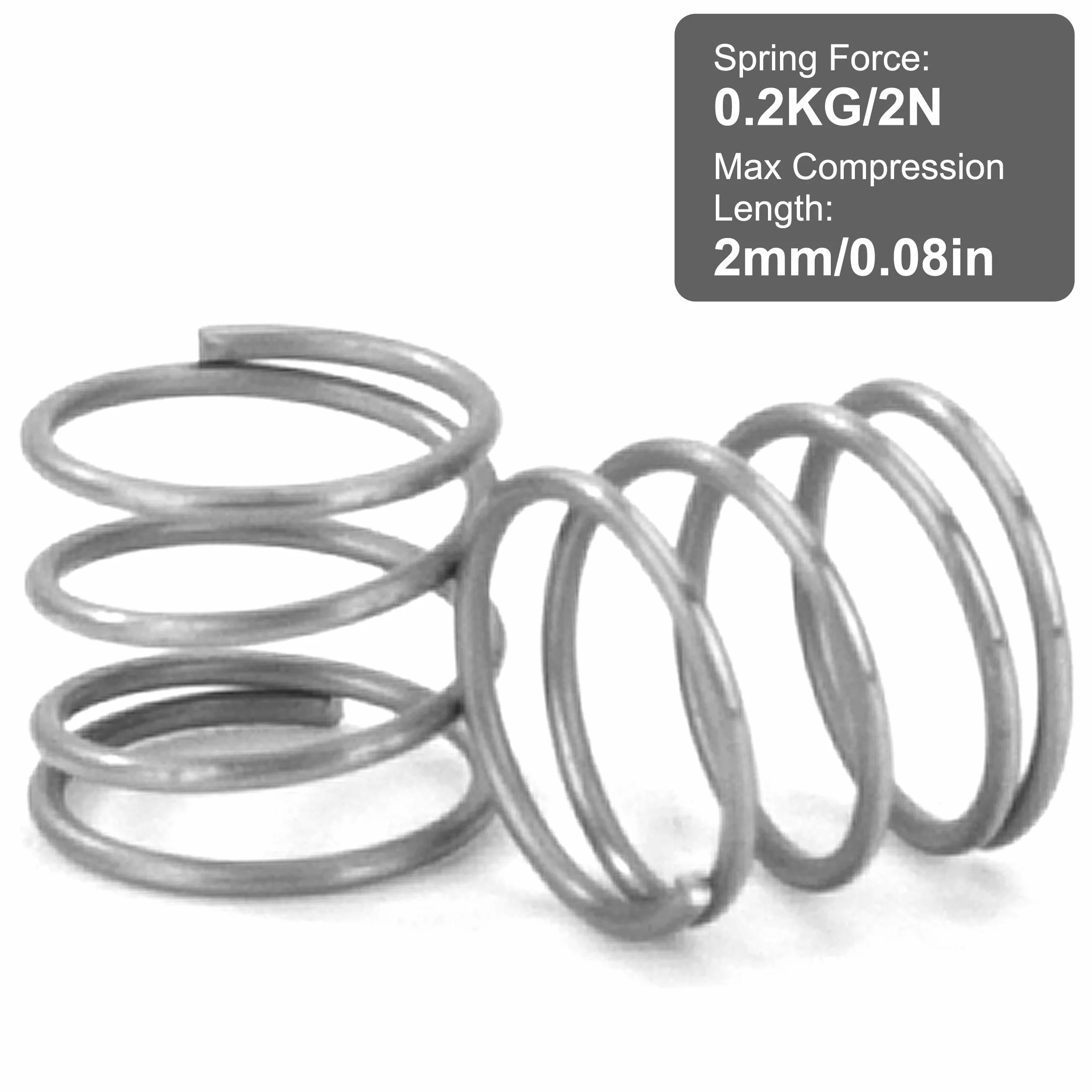 Sprężyny dociskowe 5 mm sprężyna ze stali nierdzewnej 304 średnica drutu 0,45 mm średnica zewnętrzna 6 mm siła sprężyny 0,2 kg 20 sztuk