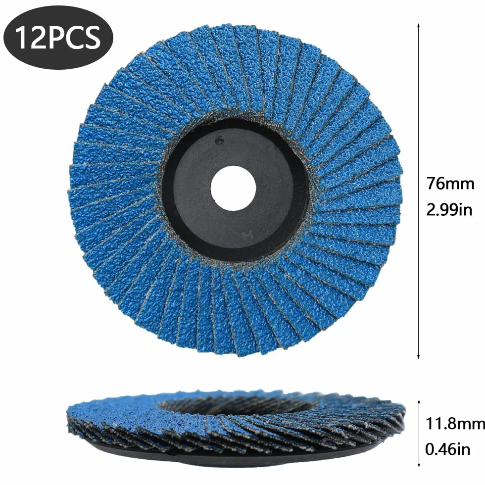 12 sztuk 76 mm tarcze arkuszowe ziarnistości 60, płyty ścierne z otworem środkowym 10 mm do stali nierdzewnej, metalu, stali i drewna