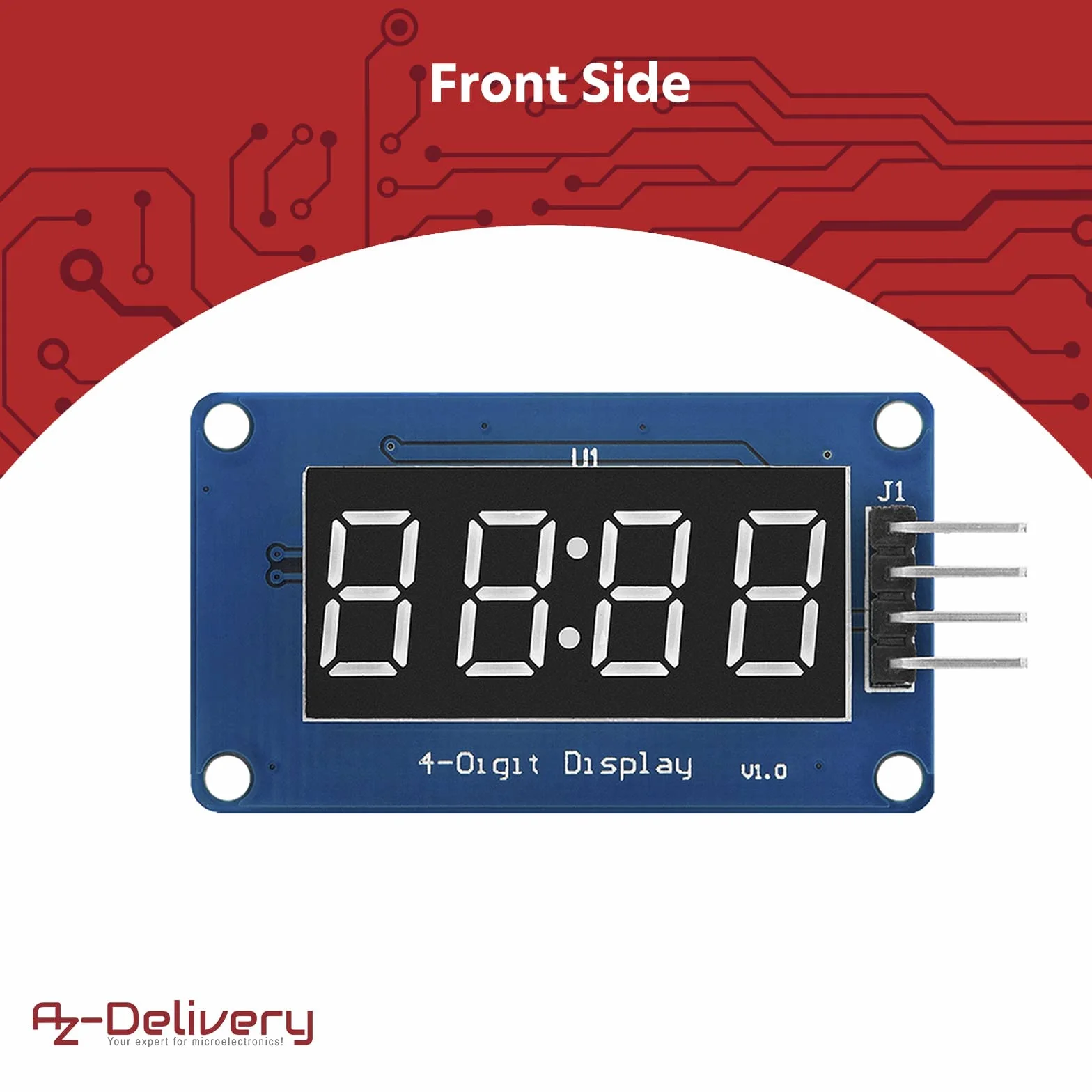 AZDelivery 4-Bit Digital Tube LED 7-segmentowy moduł wyświetlacza TM1637 kompatybilny z Arduino Raspberry Pi
