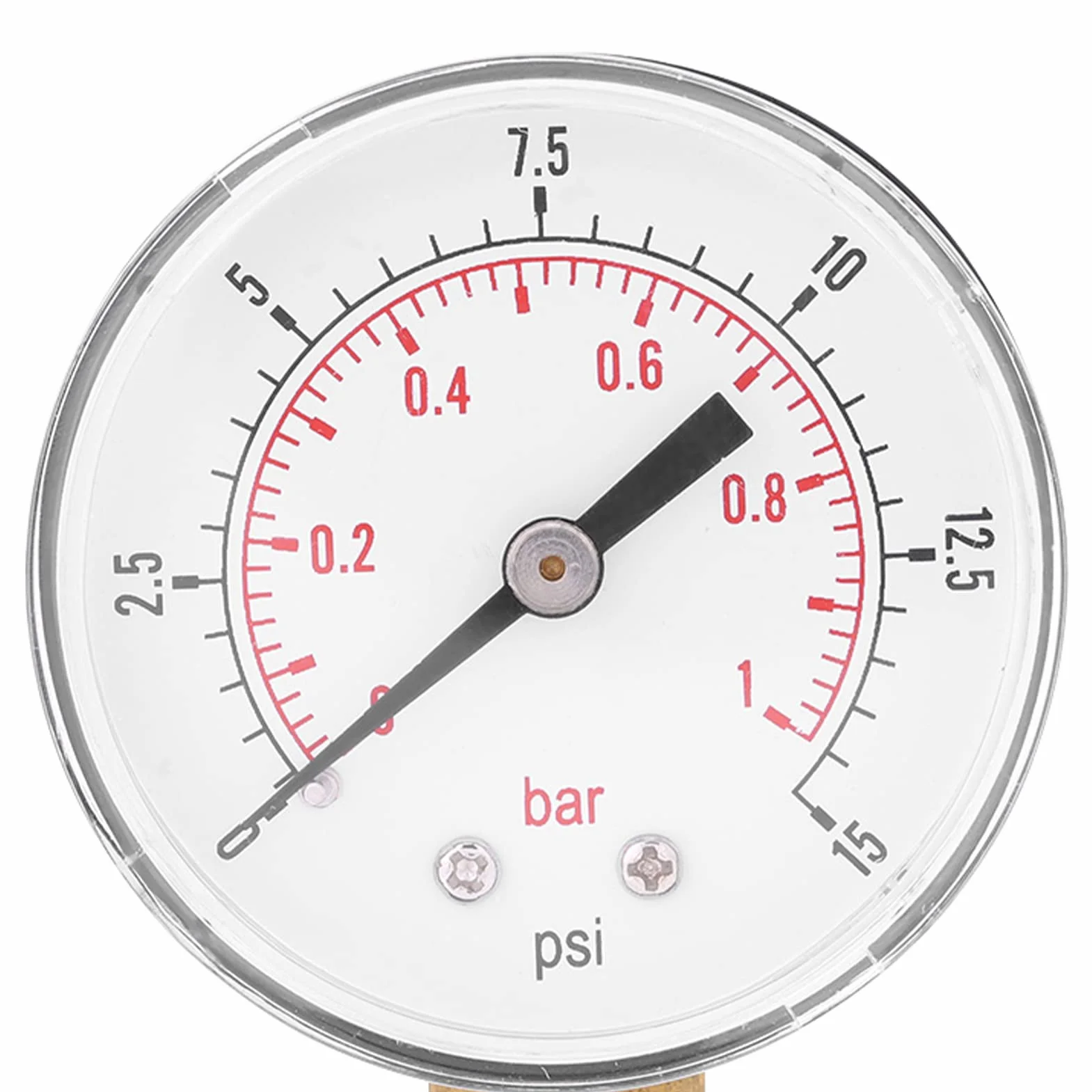 2 szt. Manometr Gwintowy BSPT 0 do 15 Psi (0 do 1 bar) Manometr z podwójną skalą Mini Manometr Niskiego Ciśnienia do Powietrza, Wody i Oleju