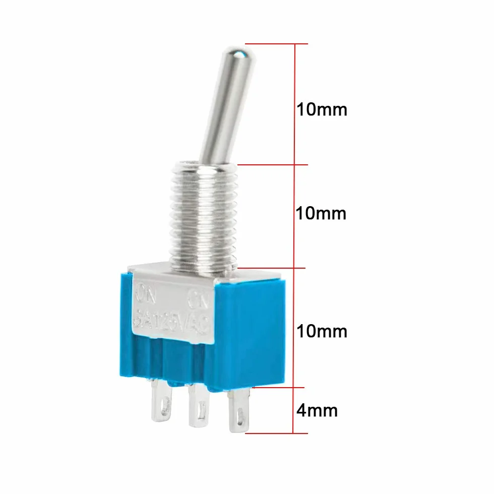 25 szt. Premium 6A / 125VAC Mini przełącznik dwustabilny, 3 piny, 2-pozycyjny, blokujący przełącznik kołyskowy SPDT, MTS102