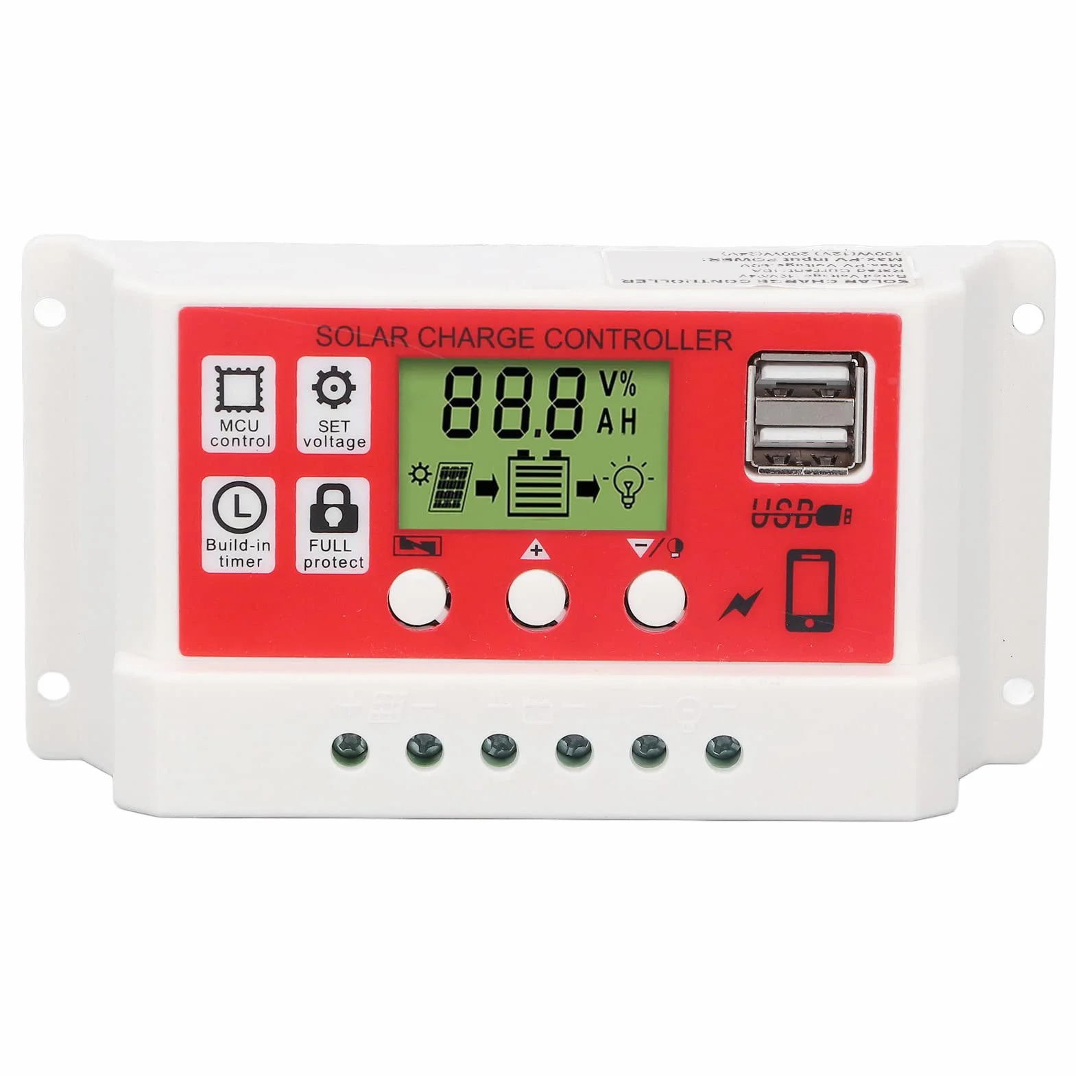Inteligentny Regulator ładowania słonecznego USB 30A z wyświetlaczem LCD do baterii panelu słonecznego