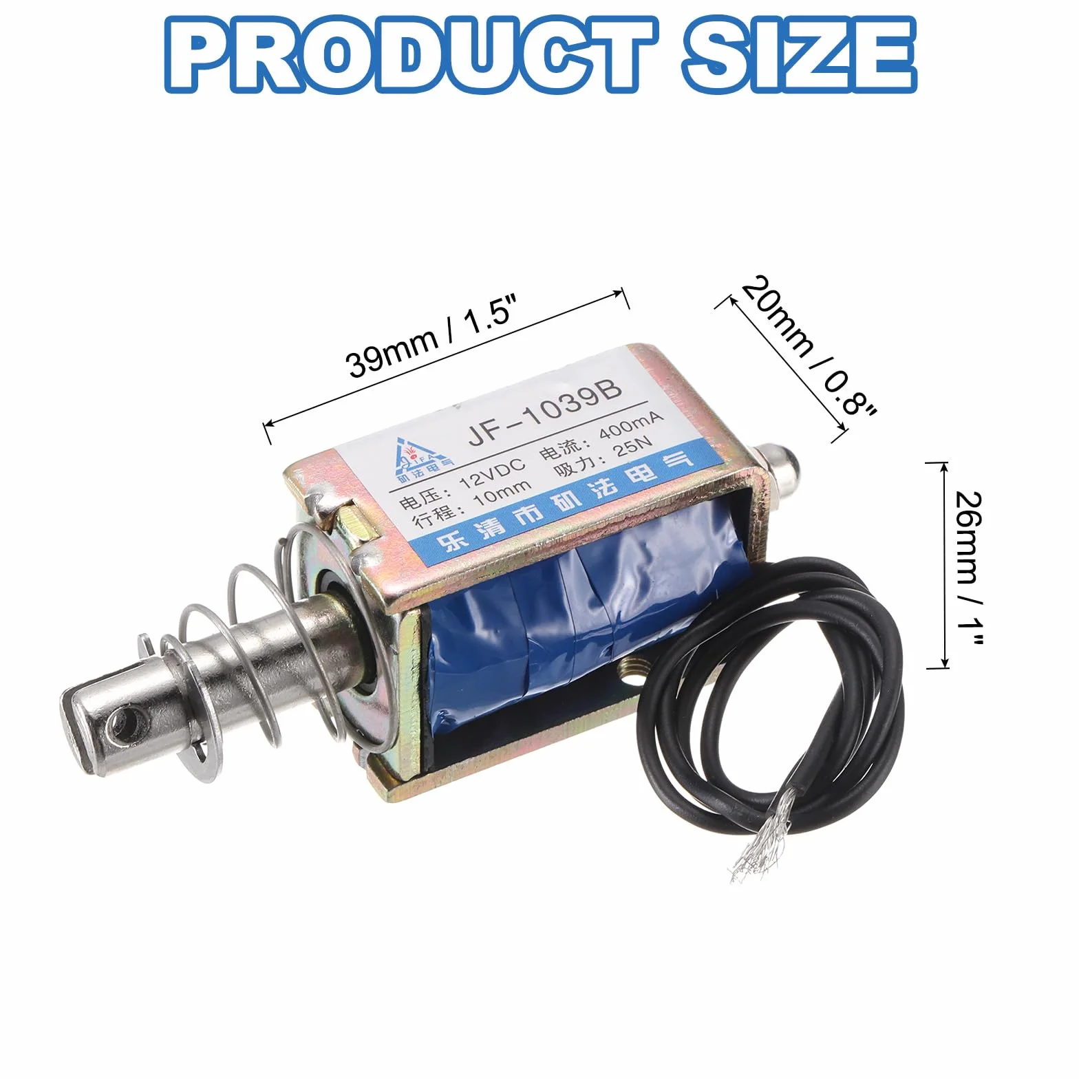 QUARKZMAN DC 12 V 0,4 A Solenoid elektromagnes typ drążka pchającego 25 N 10 mm skok elektromagnetyczny siłownik otwarta rama, ruch liniowy JF-1039B magnes elektromagnes