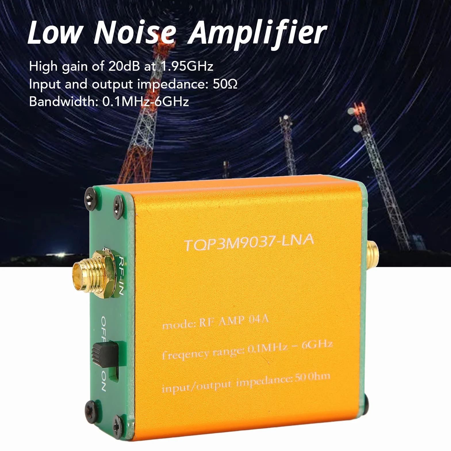 Wzmacniacz Niskoszumowy 0,1 MHz-6 GHz 20dB Moduł Przedwzmacniacza Mocy RF