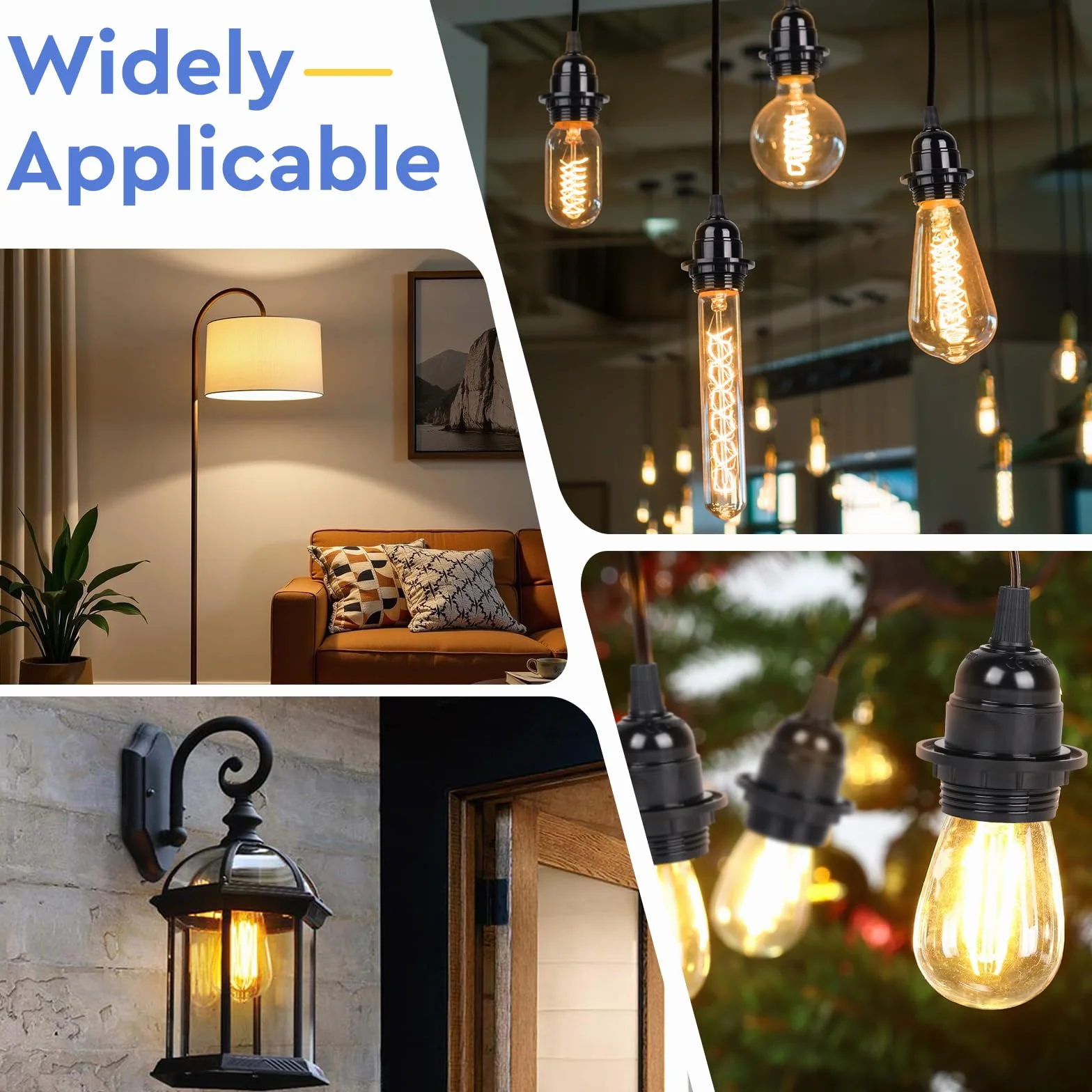 EFUTURETIME 6x Oprawka do Lampy E27 250V 4A Adapter z Bakelitu z Odciążeniem do Lampy Stołowej, Stojącej, Sufitowej