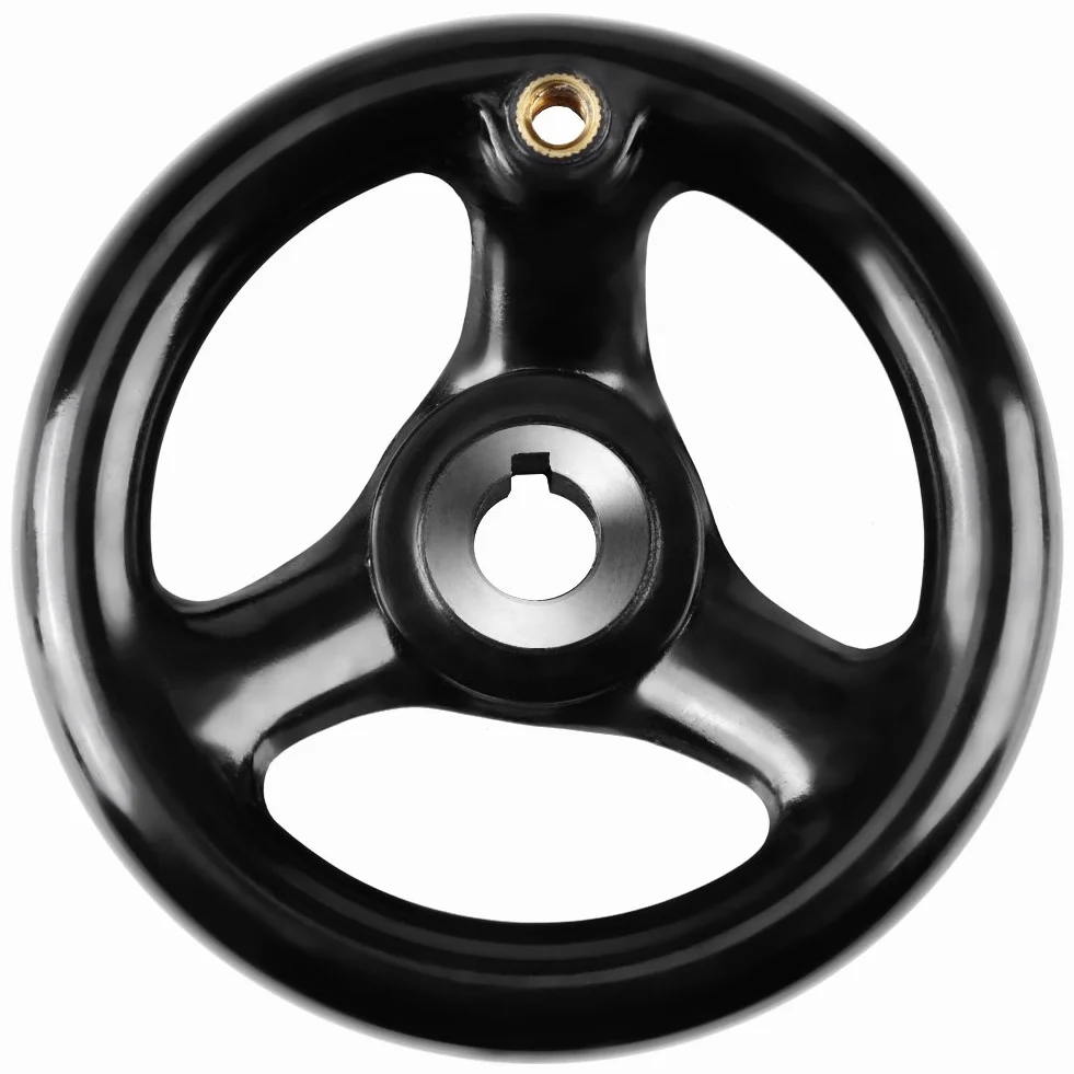 Broco Koło ręczne, 1 szt. 12 * 100 mm czarne okrągłe 3 szprychy młynek ręczny bakelit plastikowa tokarka izolacyjna ręczna antypoślizgowa do tokarki narzędzie do frezowania tokarki