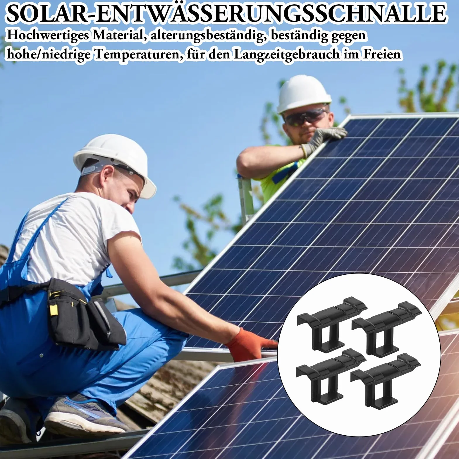 Klipsy do usuwania osadu do paneli słonecznych, 24 sztuki, 30 mm, klipsy odwadniające, moduły PV, klamra do odprowadzania wody deszczowej