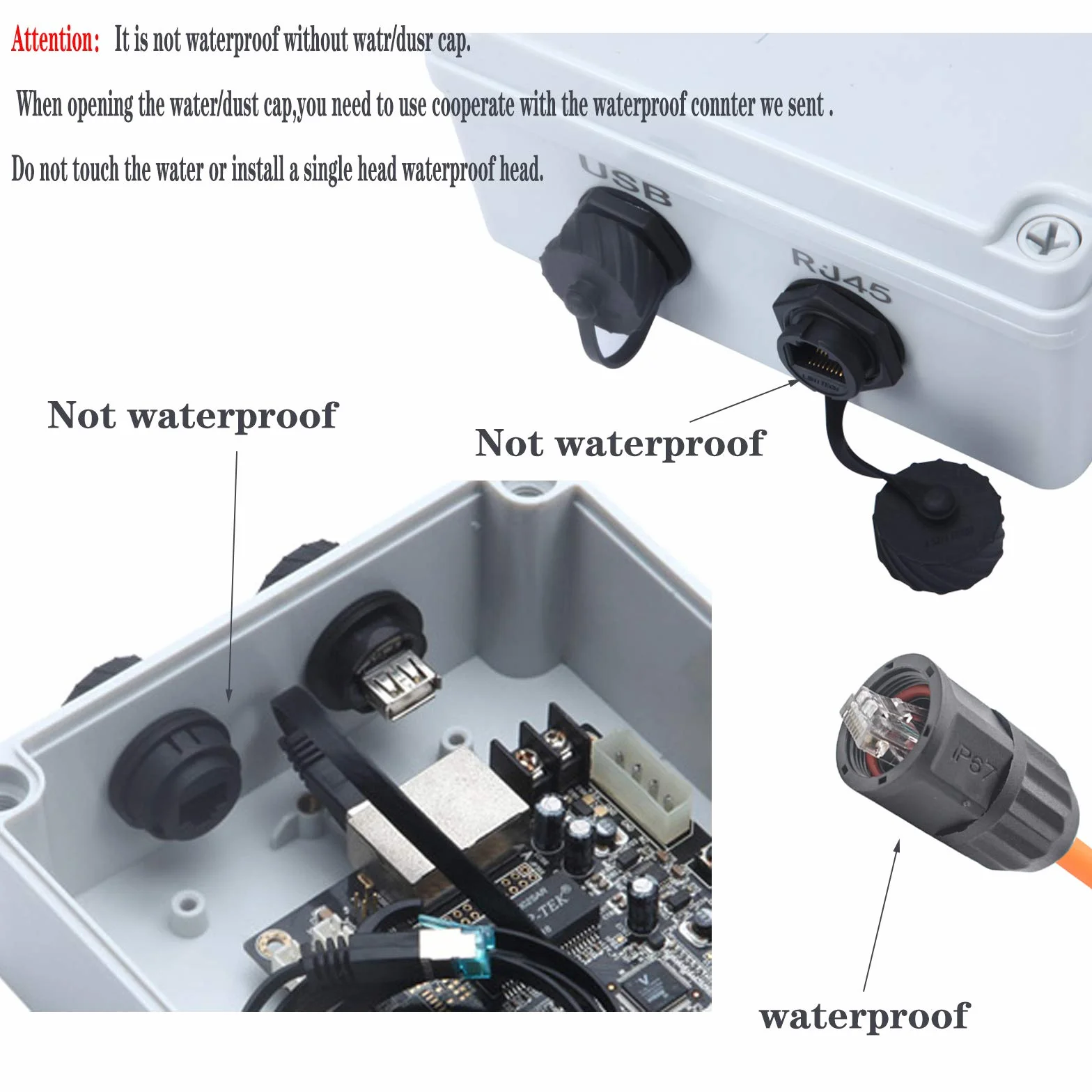 RJ45 ekranowane przemysłowe podwójne panele montaż żeński do żeńskiego złącza panel zamontować wodoodporne złącze połączenie z nasadką łączniki sieciowe Cat5/5e/6 8P8C złącze wodoodporne (2 szt., czarne)